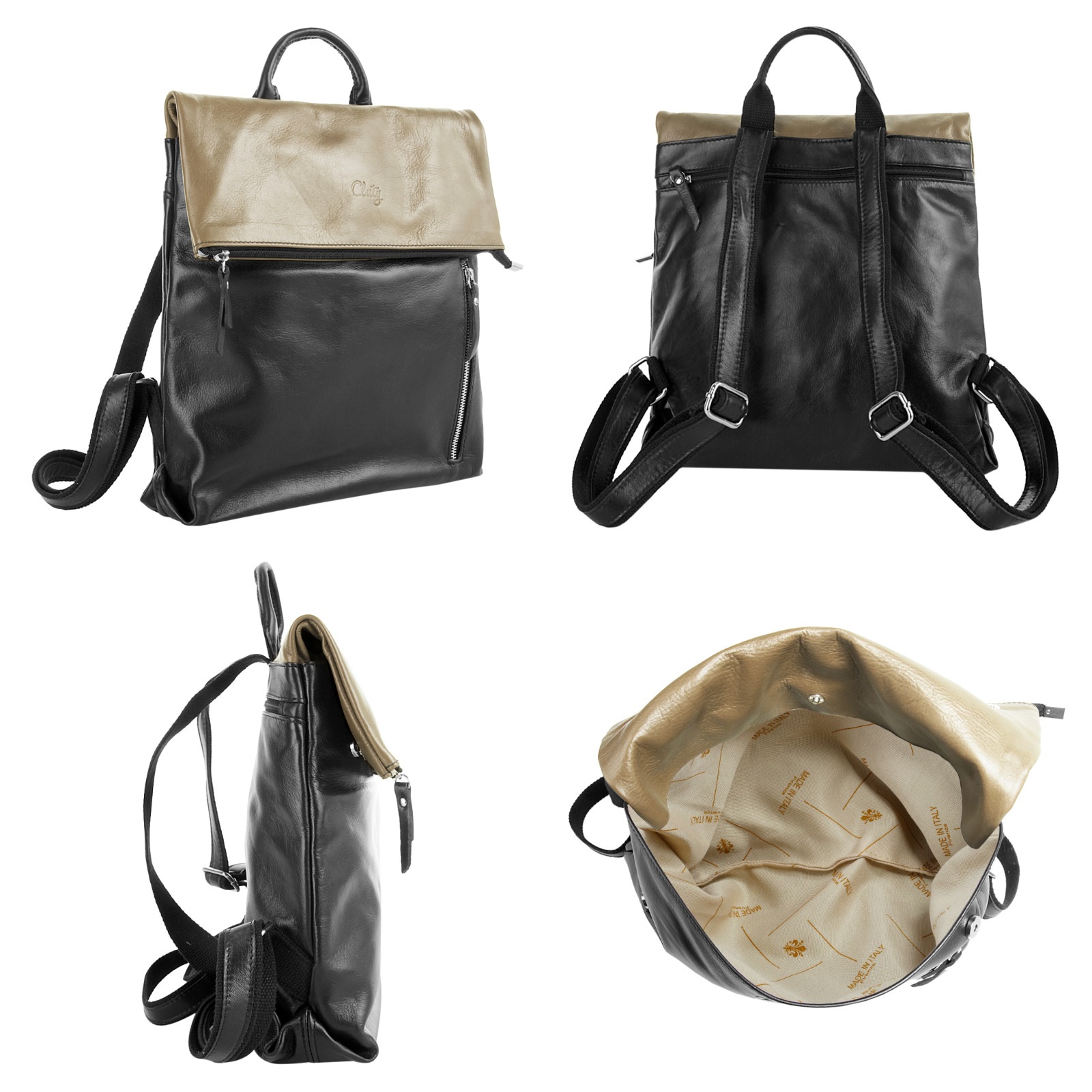 Cluty Cityrucksack, echt Leder, Made in Italy