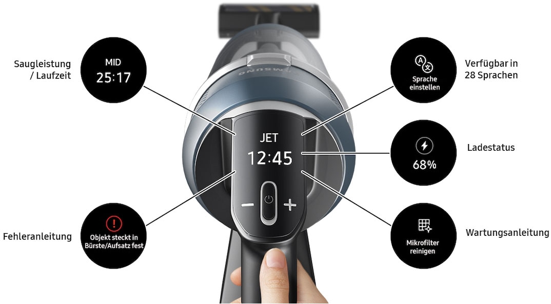 Samsung Akku-Handstaubsauger »VS20B95C43W/WD, BESPOKE Jet Plus CompleteClean,«, 580 W, beutellos, automatische Entleerung