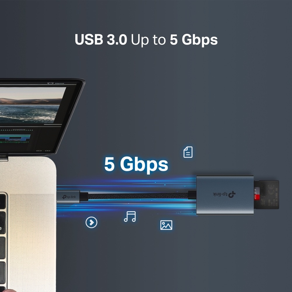 TP-Link USB-Adapter »UA430C USB3.0 Type-C zu SD & microSD 3.0«, USB-C zu MicroSD-Card, 15 cm