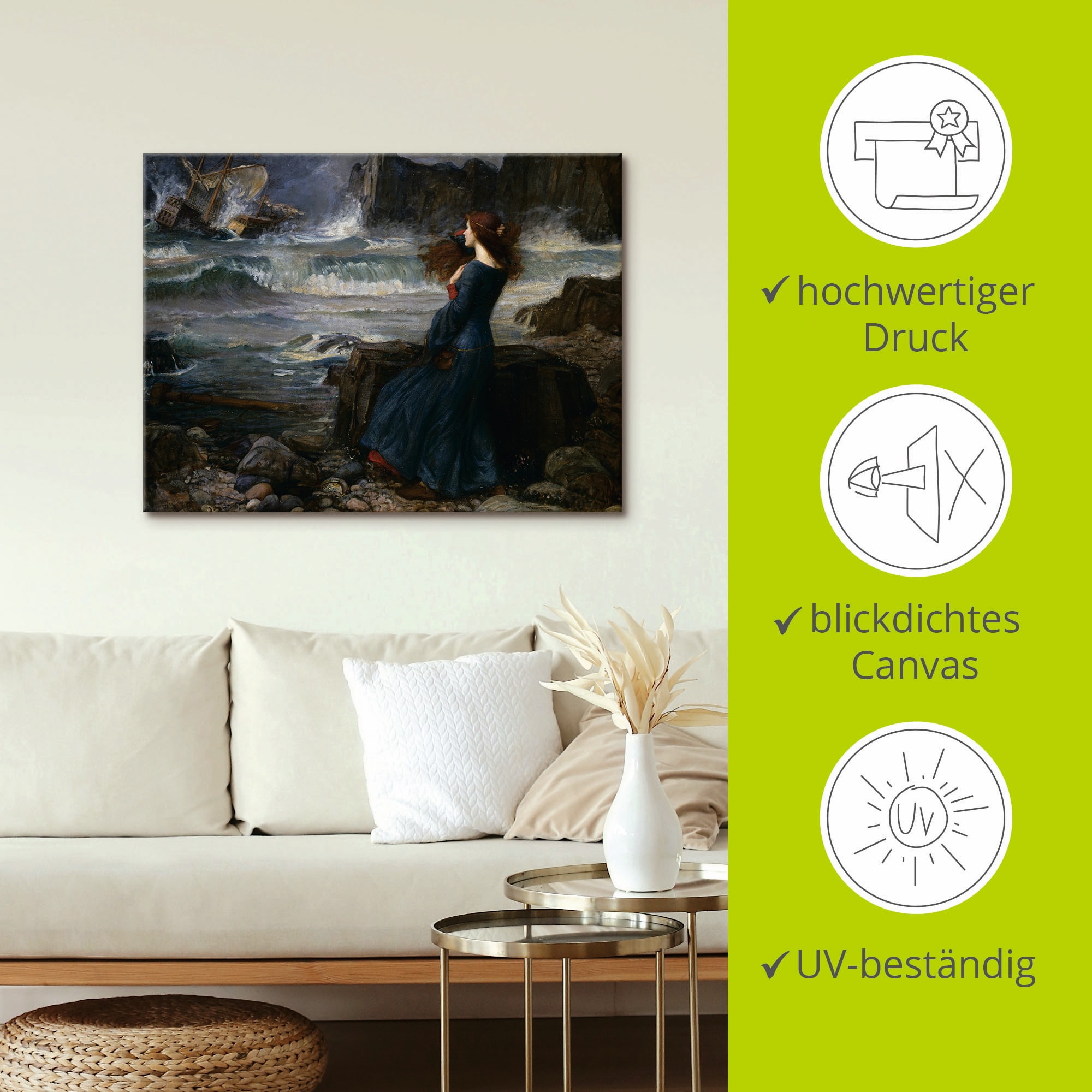 Artland Leinwandbild »Der Sturm I« Frau 1 Stk. tlg. auf Holzrahmen gespannt