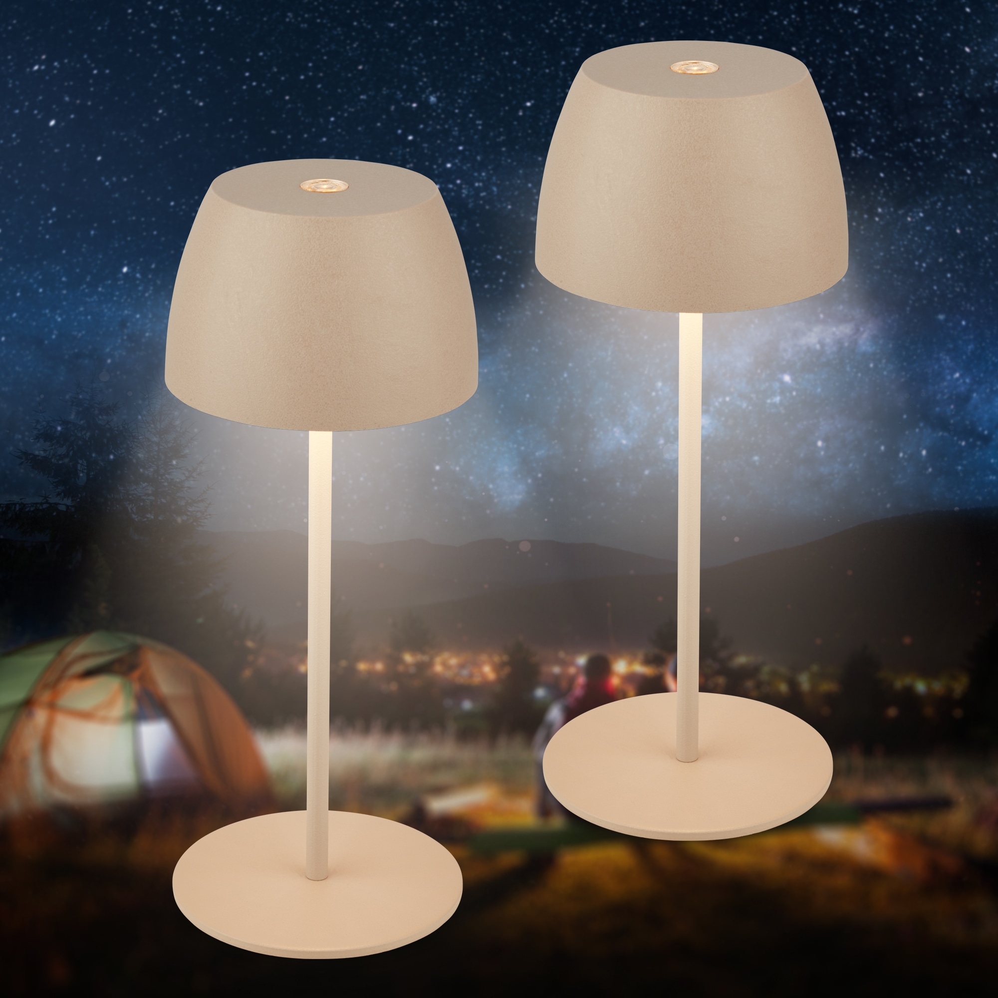 Briloner Leuchten Tischleuchte »2er Set LED Tischlampe kabellos, beige« 2er Set Tischlampe kabellos 20x8cm Beige 2,5W