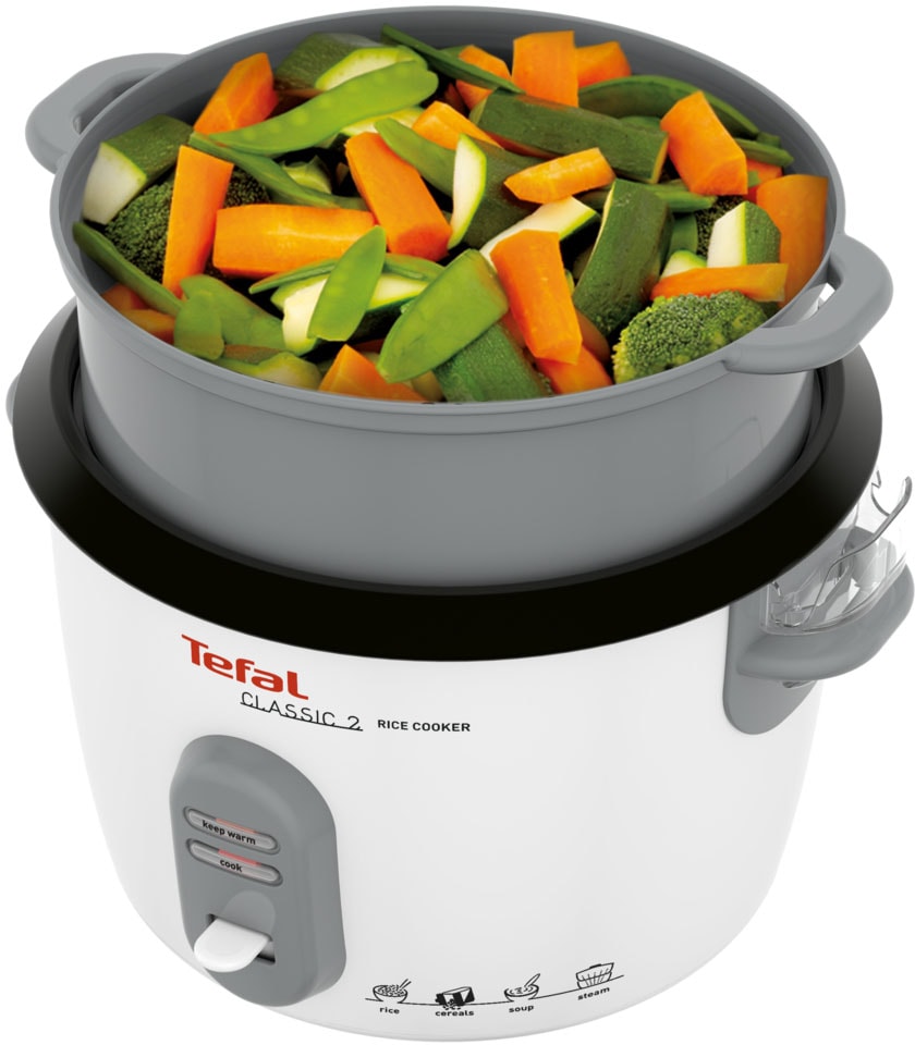 Tefal Reiskocher (5 »RK1011«, Garantie automatische Dampfkorb 10 Tassen L), Warmhaltefunktion, 3 mit Jahren XXL Kapazität