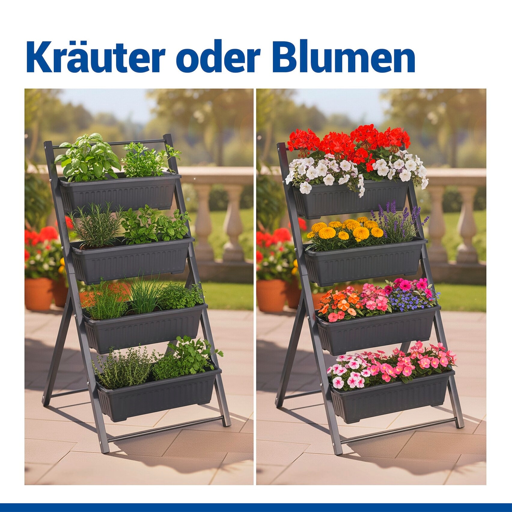 Maximex Hochbeet »Vertikales Hochbeet 4 Etagen« vertikales Hochbeet für Balkon & Terrasse, herausnehmbare Pflanzkästen