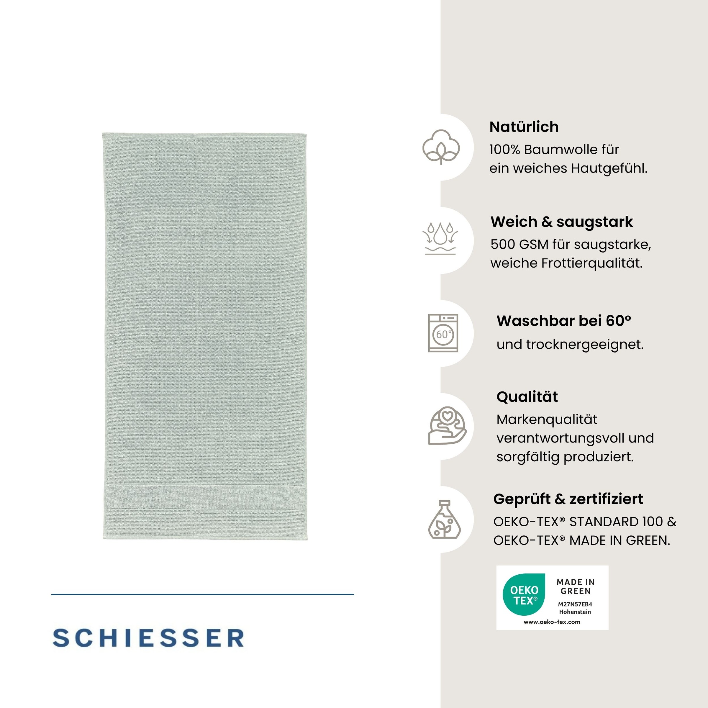 Schiesser Saunatuch »Turin in angesagter Reiskornoptik« OEKO-TEX® MADE IN GREEN