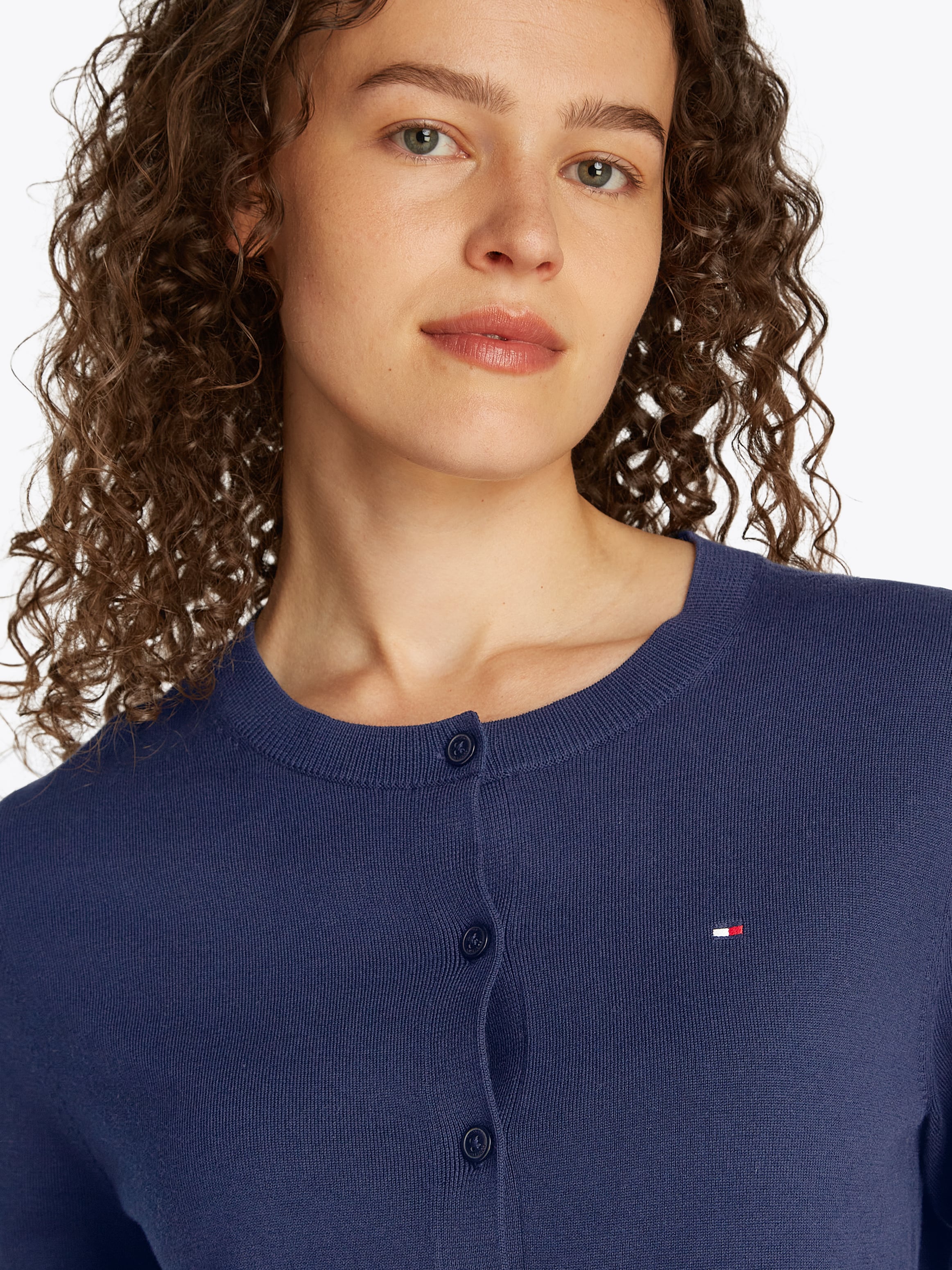 Tommy Hilfiger Cardigan »CO JERSEY STITCH CARDIGAN«, mit Logostickerei
