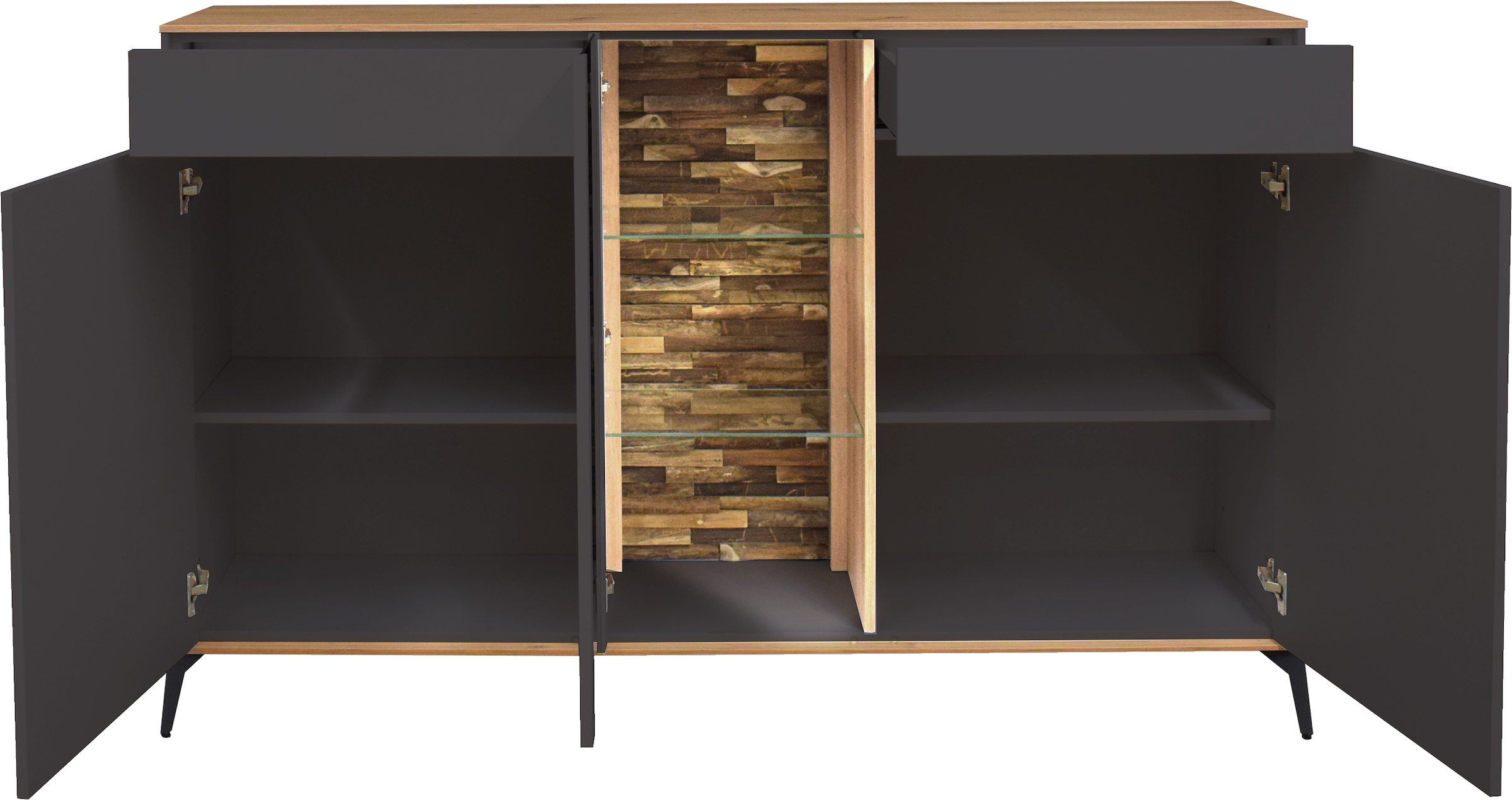 Mäusbacher Kommode Faro Sideboard 159 cm,  inkl. Beleuchtung, Push to open, Metallfüße