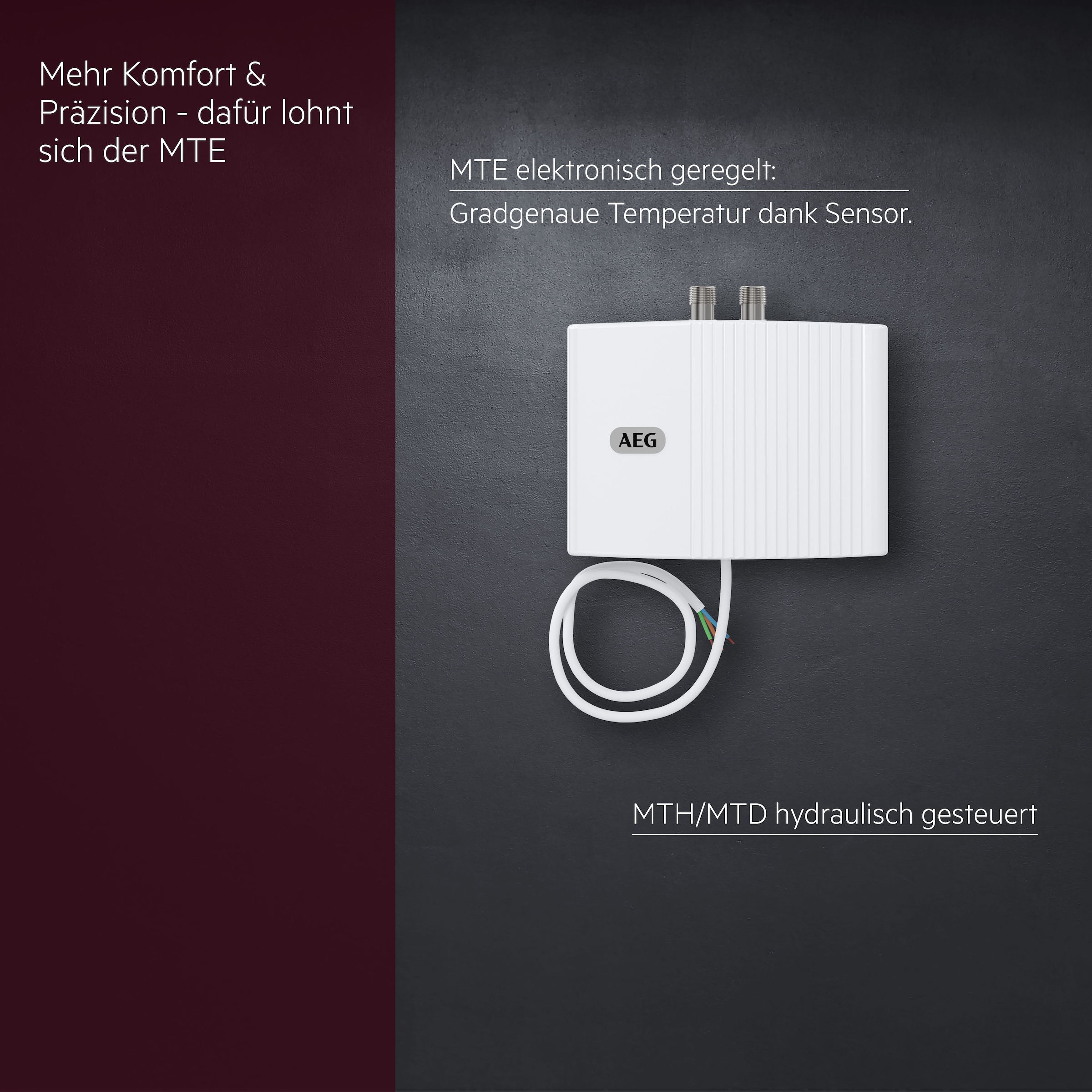 AEG Haustechnik Klein-Durchlauferhitzer »MTE 650 f. Handwaschbecken, 6,5 kW, o. Stecker« Festanschluss 230V, elektronisch, druckfest + drucklos