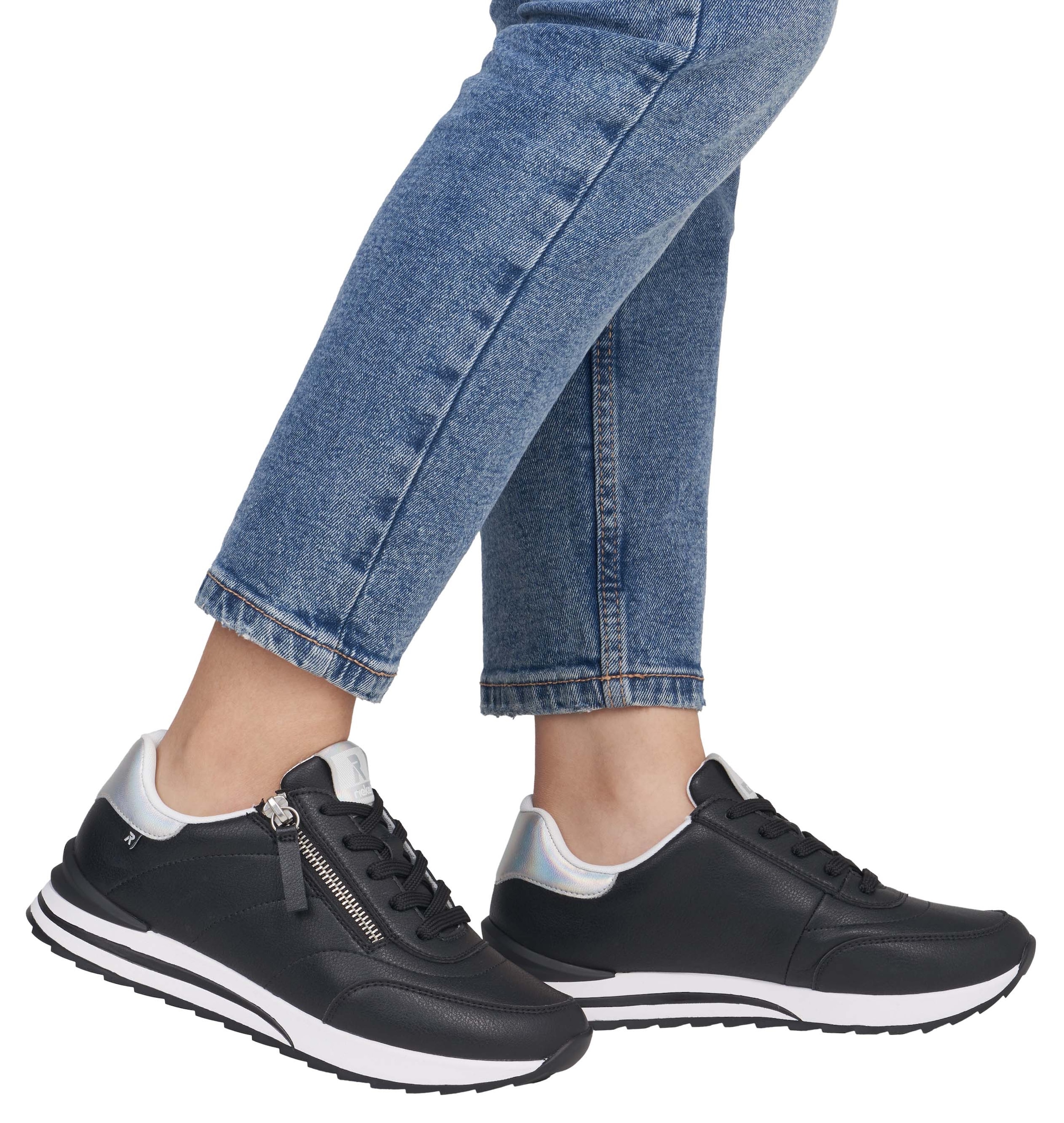 RIEKER Sport Plateausneaker, Freizeitschuh, Halbschuh, Schürschuh in schmaler Form