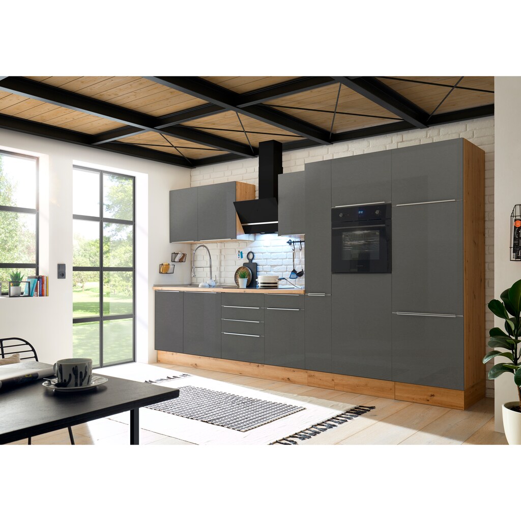 RESPEKTA Küchenzeile »Safado«, inklusive E-Geräten, schnelle Lieferzeit, Breite 370 cm