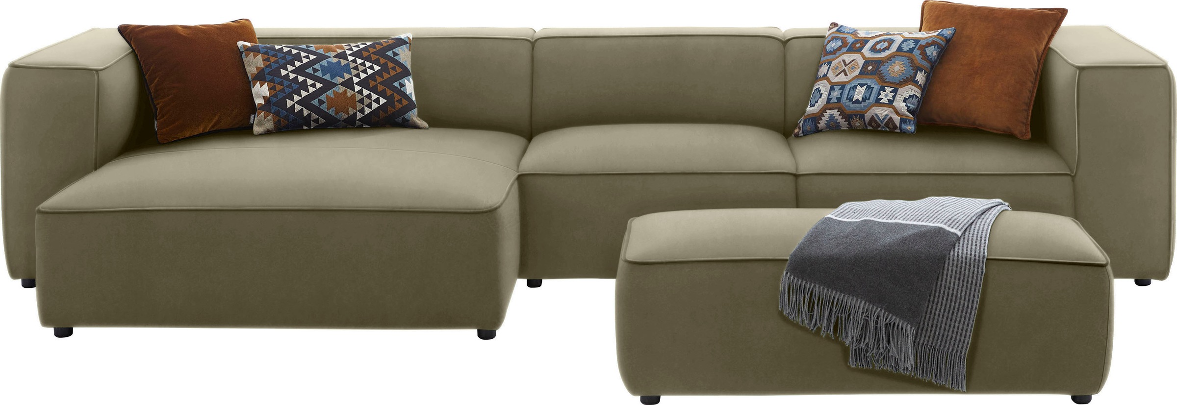 W.SCHILLIG Ecksofa »around-the-block«, mit eleganter Biese, mit Federkern, Breite 341 cm
