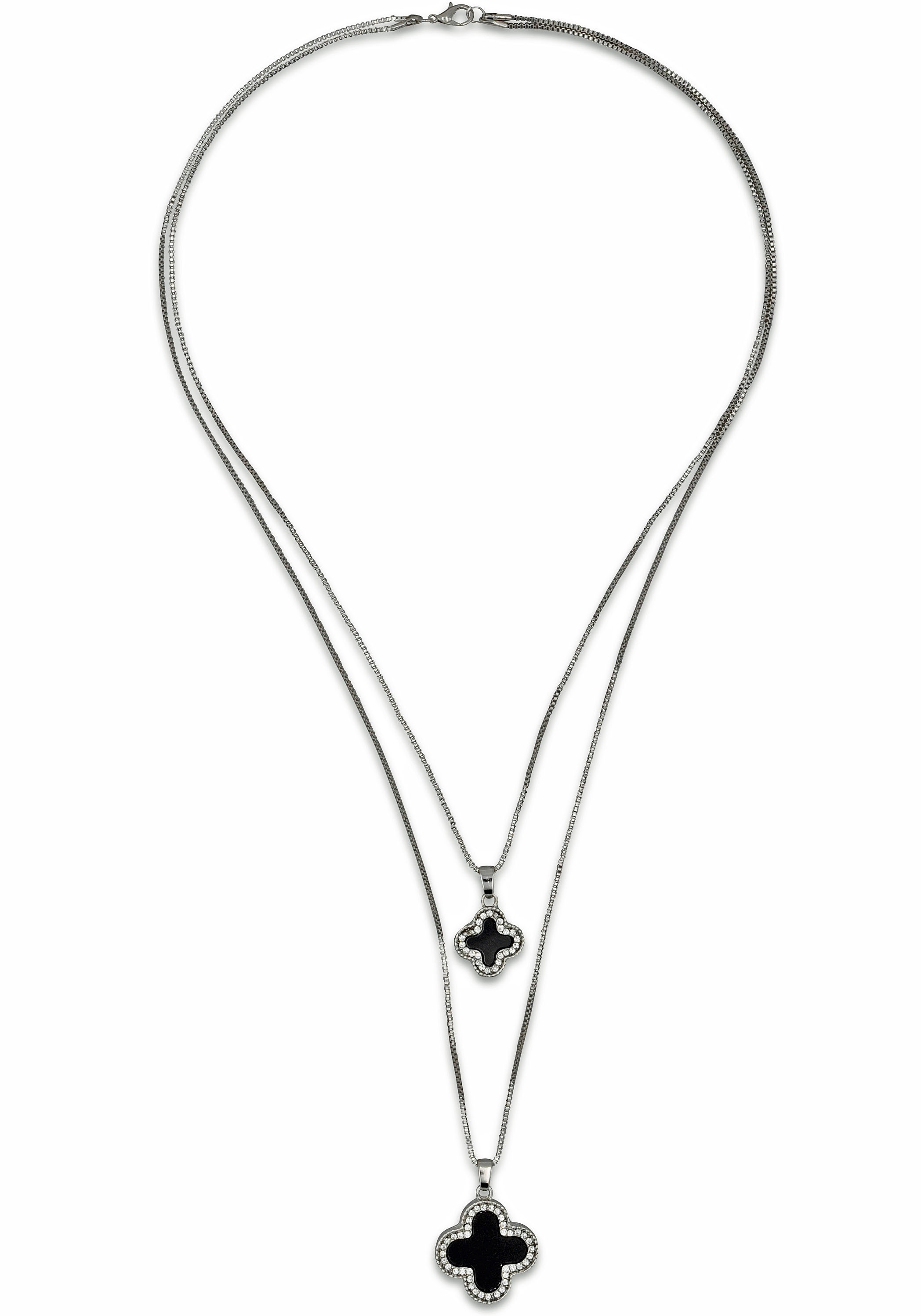 Firetti Kette mit Anhänger "Kreuz, zweireihig" mit Glasstein