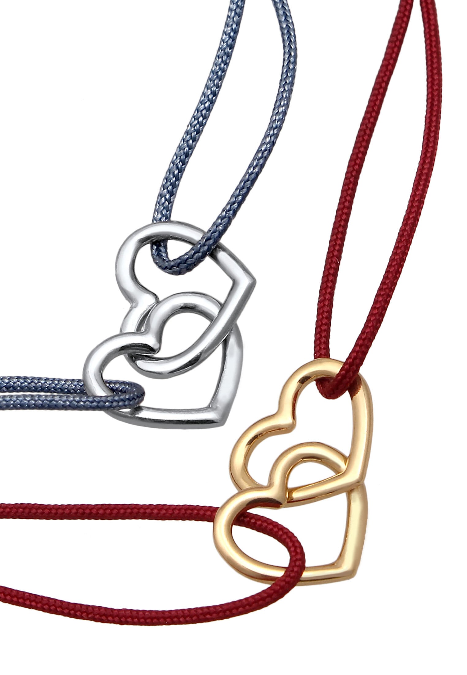 Elli Armketten Set »Armband Herz Nylon 925 Sterling Silber Vergoldet Bicolor«