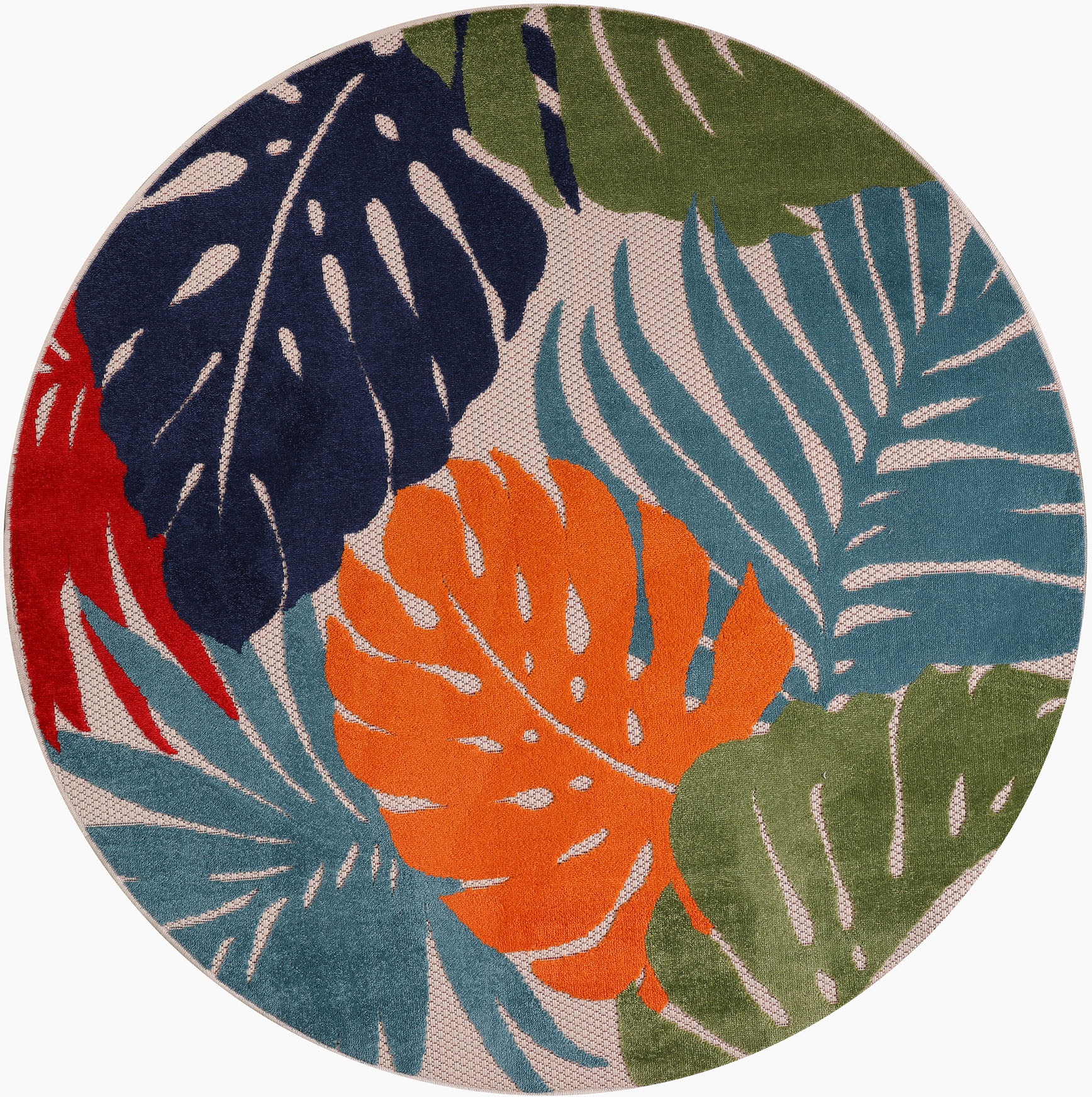 Sanat Teppich »Floral Outdoor«, rund, 6 mm Höhe, In- und Outdoor geeignet, florales Design, Balkon, Terasse