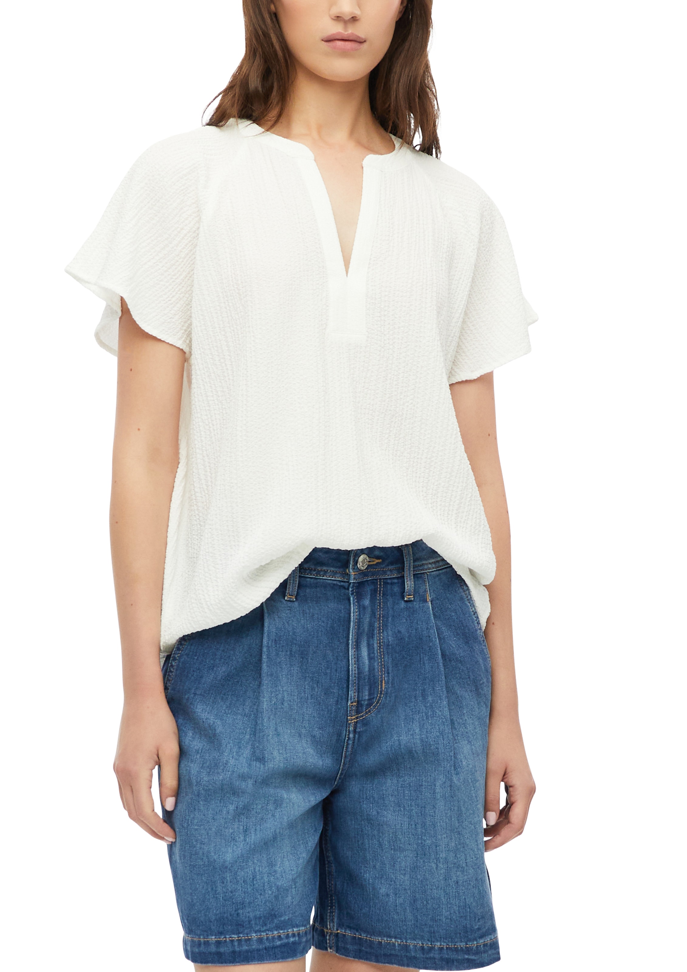 s.Oliver Kurzarmbluse Sommer-Tunika mit Splitneck
