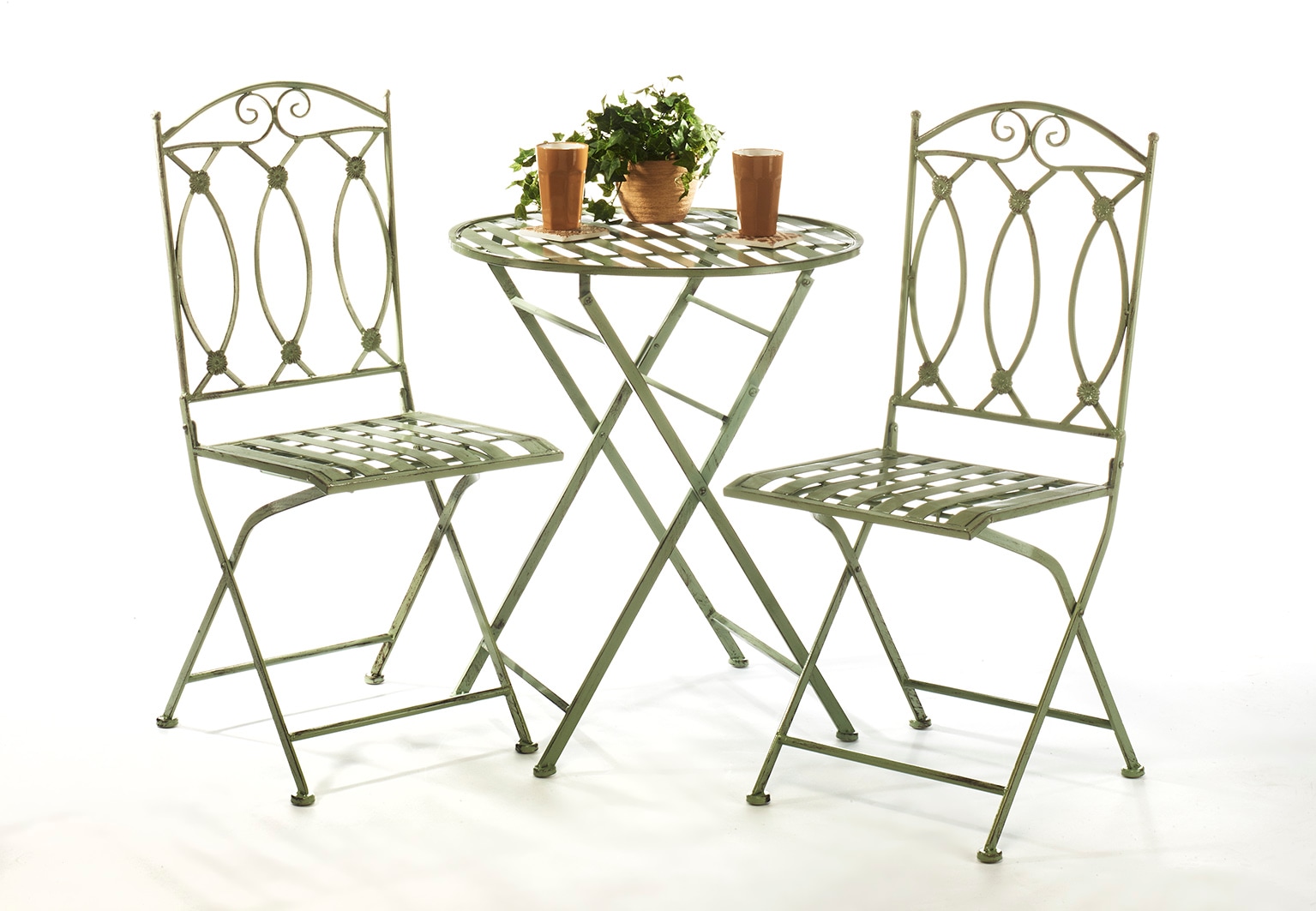 locker Balkonset »Tischgruppe aus Metall antique green«, (1 tlg.)