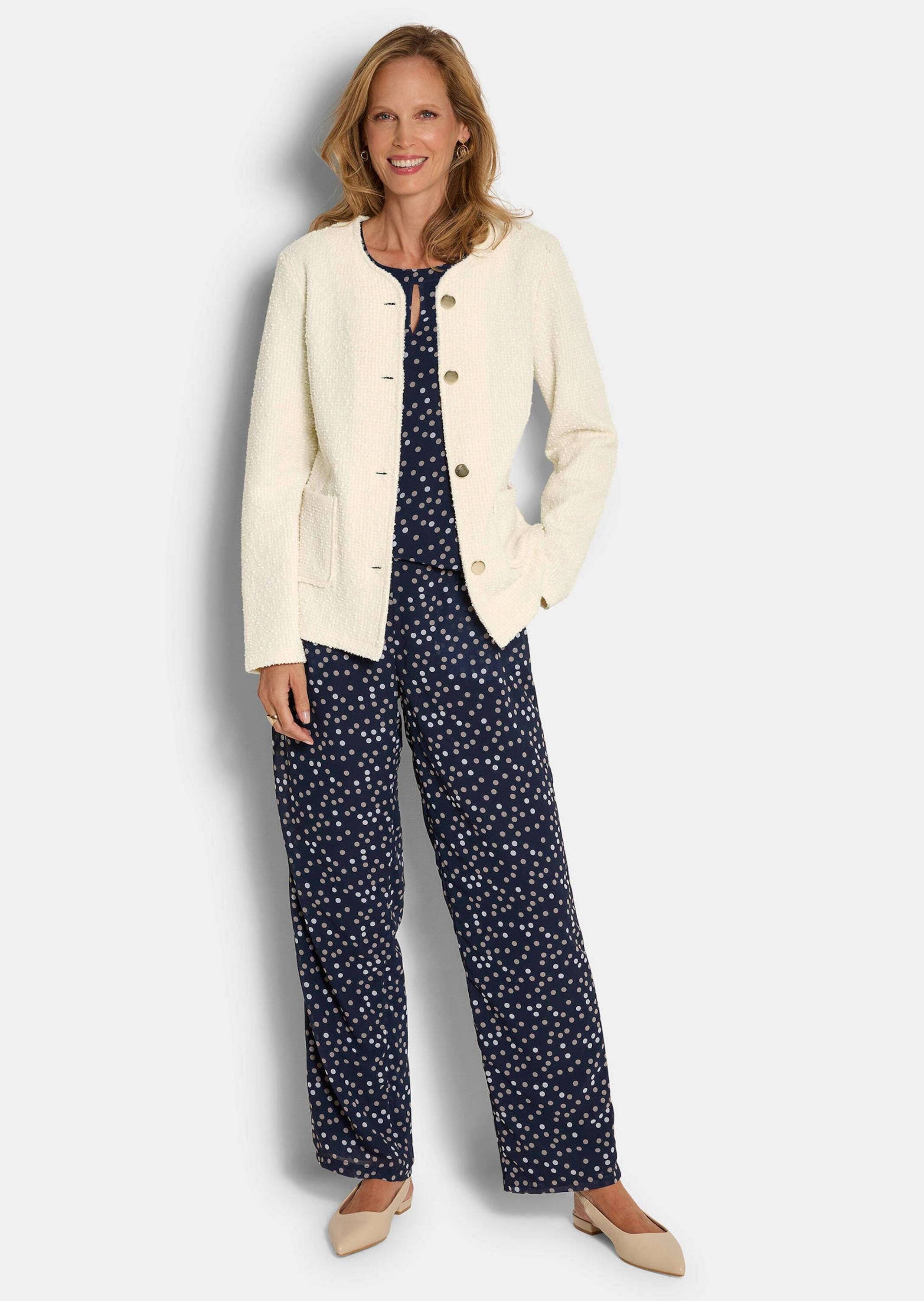 GOLDNER Jackenblazer »Kurzgröße Baumwollblazer mit Glanzdetails« Passformnähte