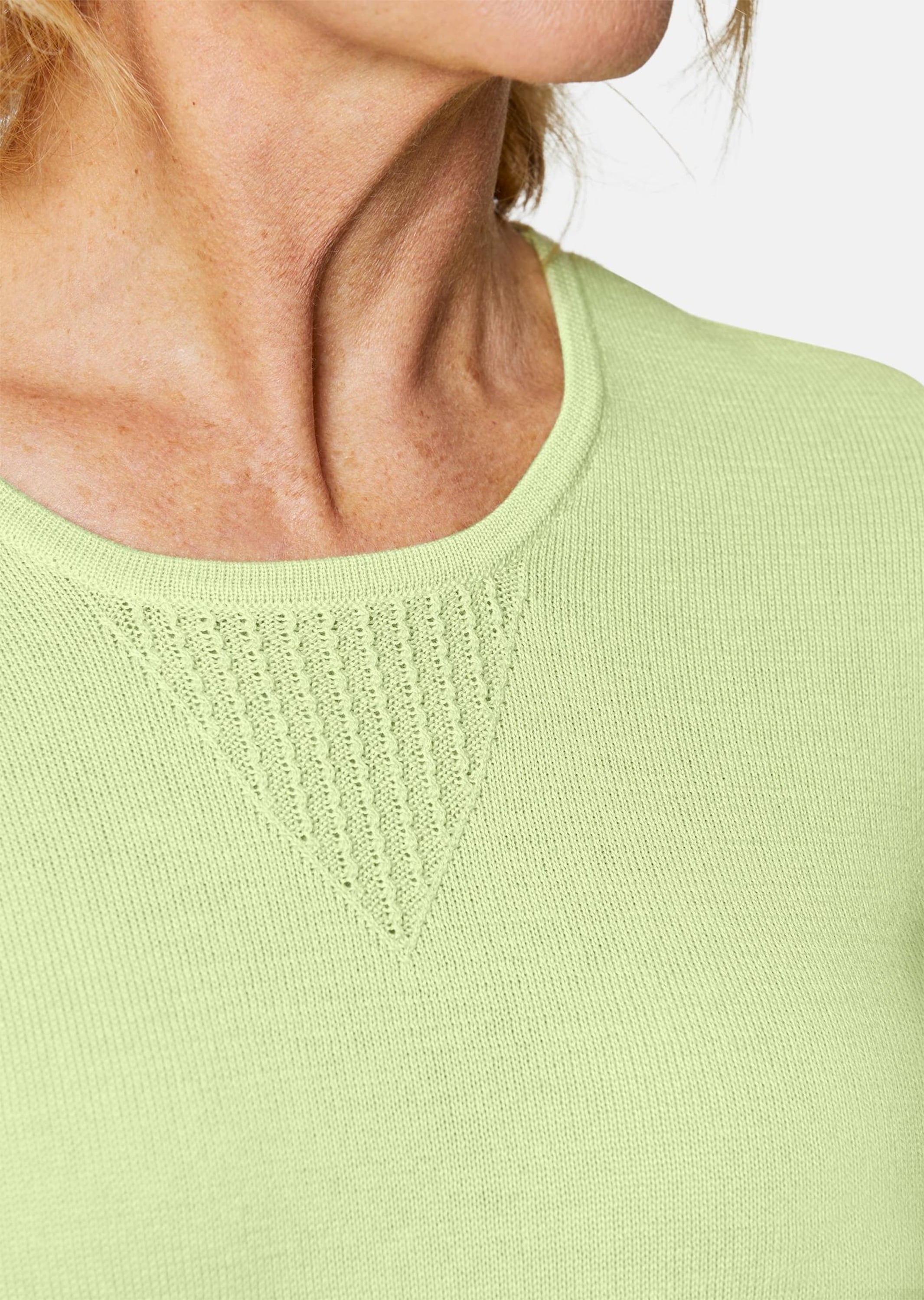GOLDNER 3/4 Arm-Pullover »Kurzgröße Sommerlicher Strickpullover mit Ajourmuster«