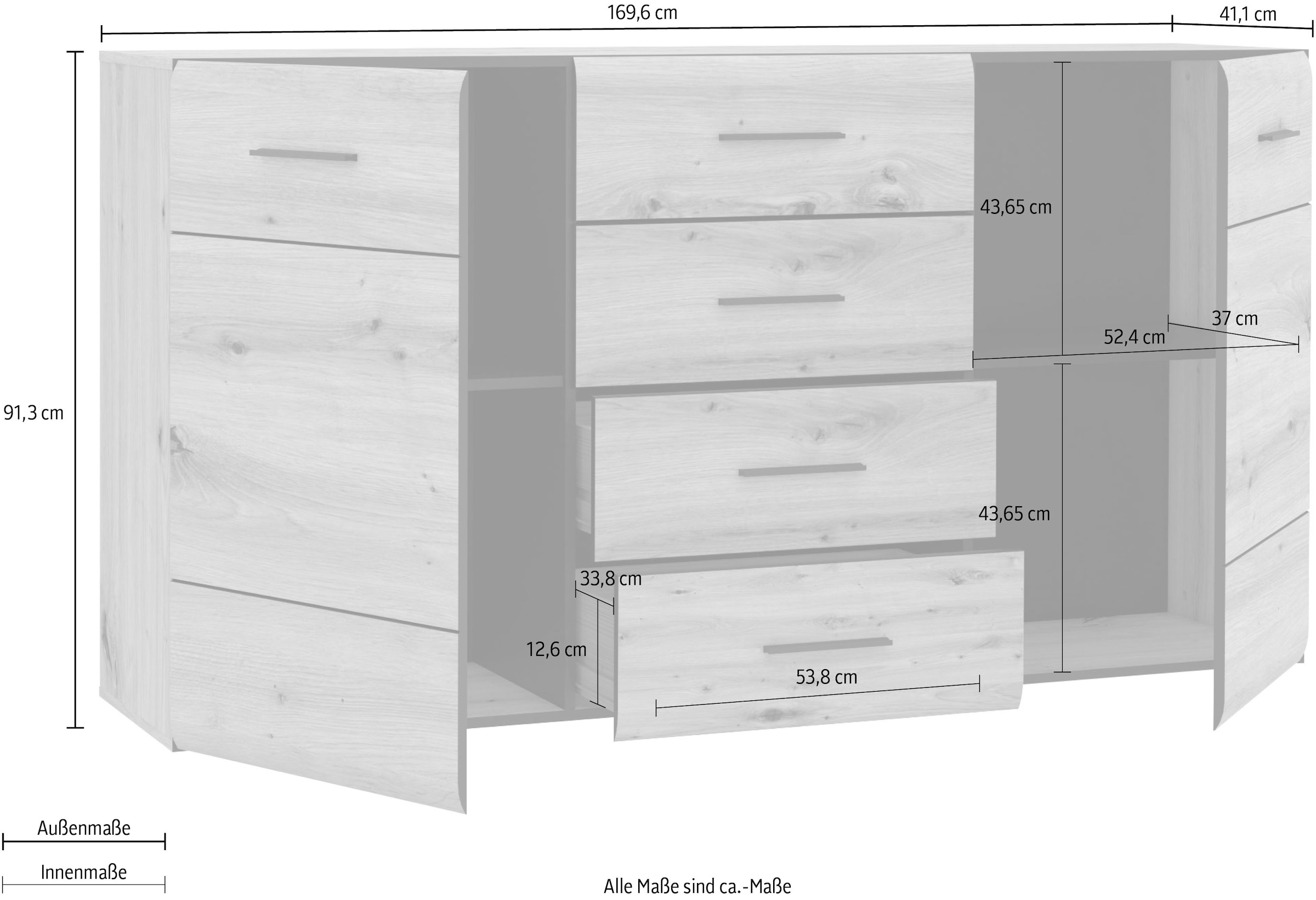 FORTE Sideboard »Seikola«, Breite ca. 169 cm