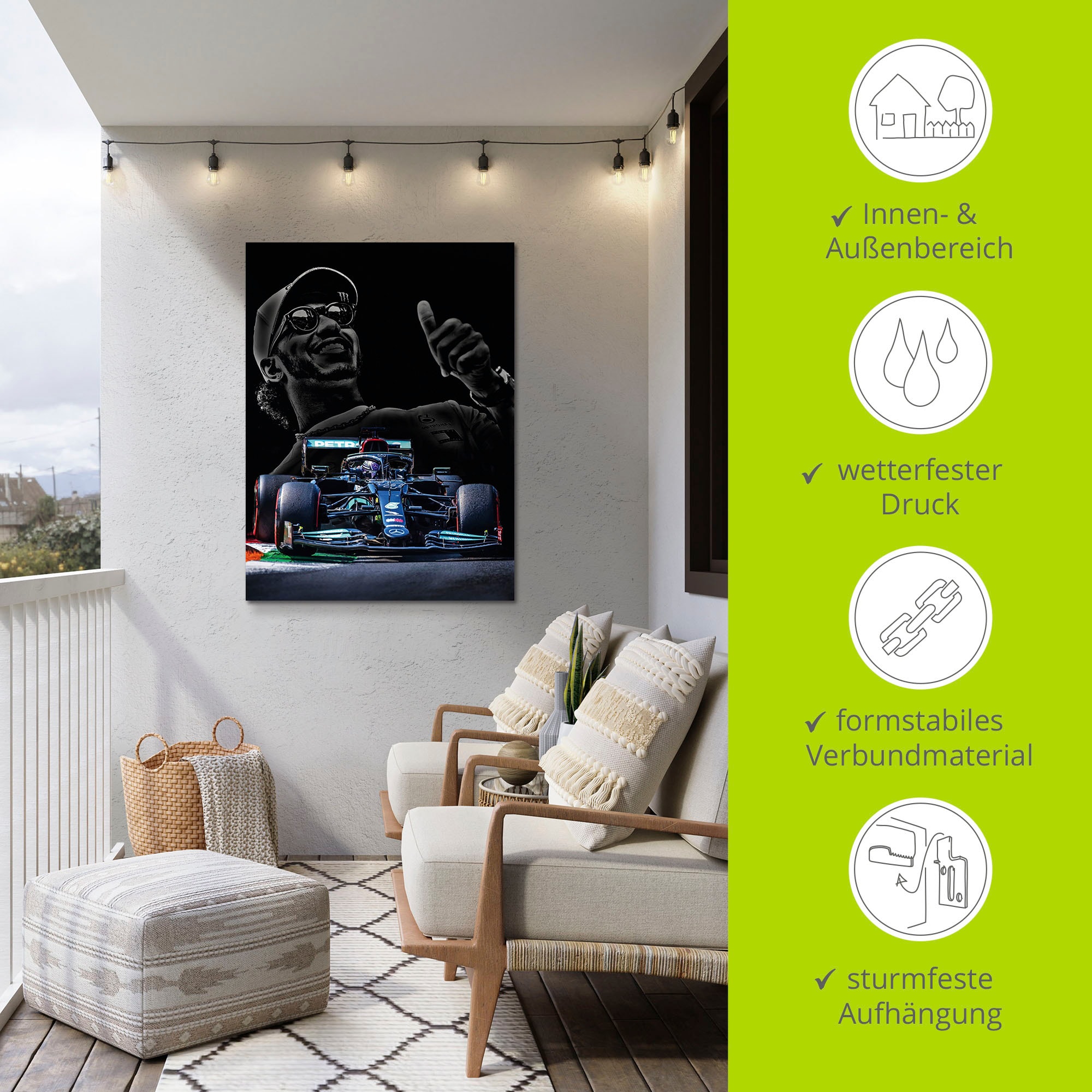 Artland Wandbild »Lewis Hamilton - Hammertime«, Bilder von Männern, (1 St.), als Alubild, Leinwandbild, Wandaufkleber oder Poster in versch. Größen