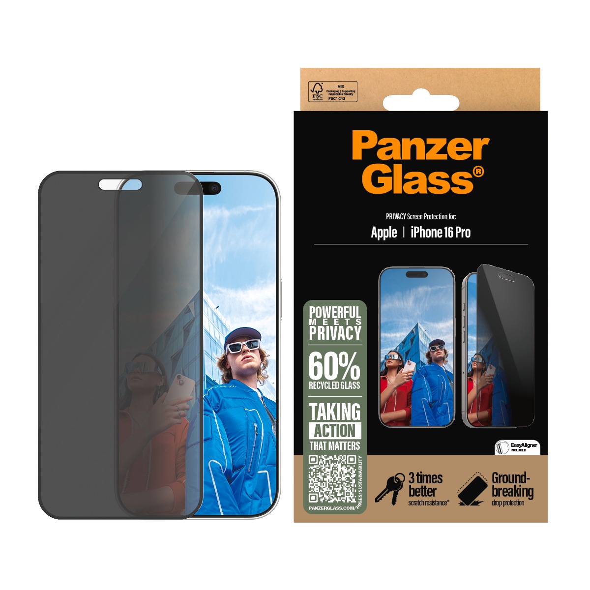 Displayschutzglas »Privacy Screen Protection«, für Apple iPhone 16 Pro,...