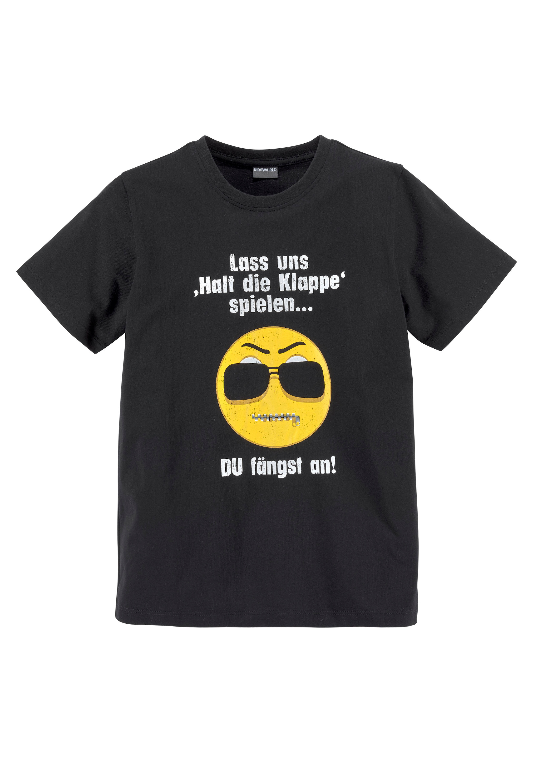 KIDSWORLD T-Shirt »LASS UNS: KLAPPEN! SPIELEN«, HALT Spruch bei DIE