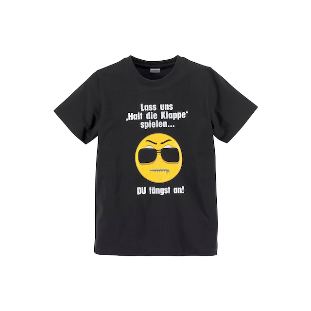 KIDSWORLD T-Shirt »LASS UNS: HALT DIE KLAPPEN! SPIELEN«, Spruch bei