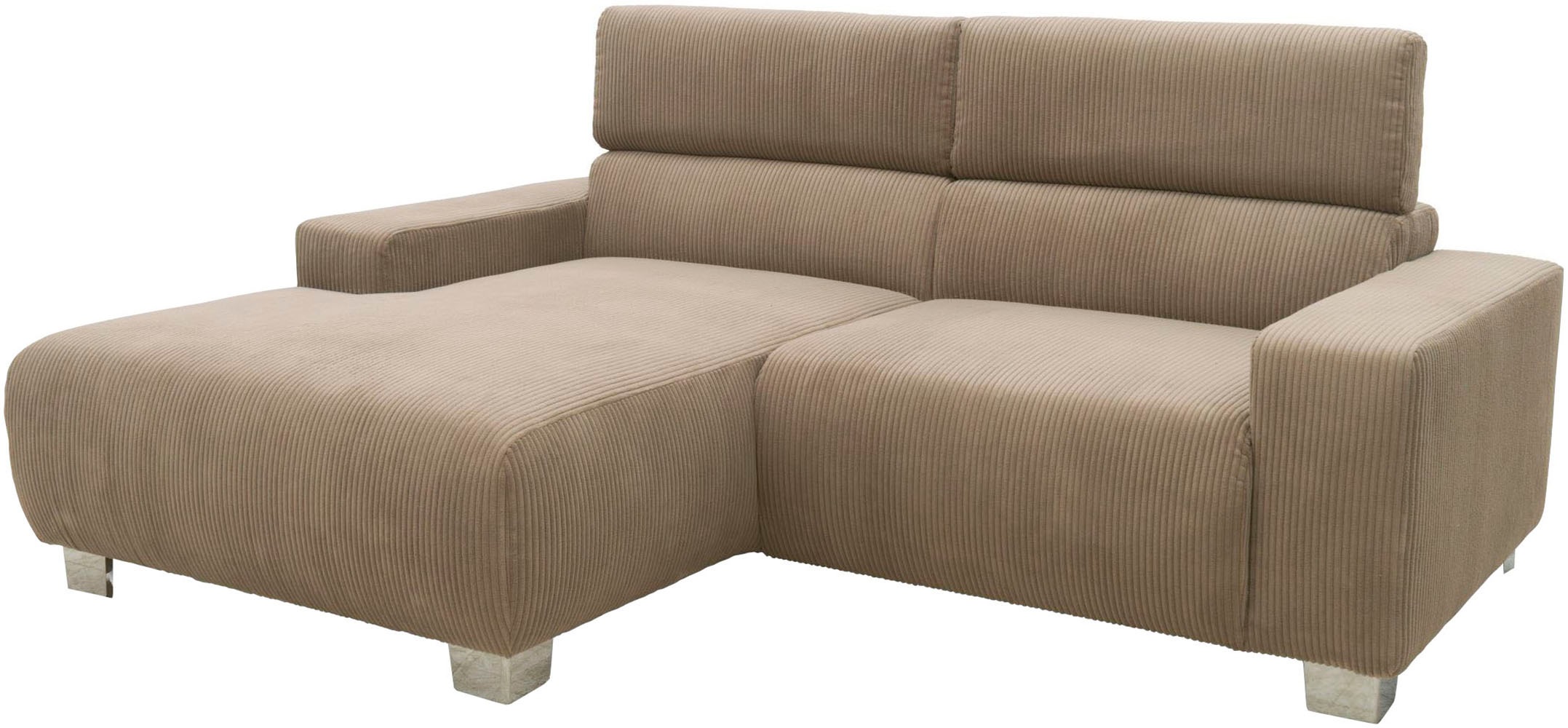 DOMO collection Ecksofa »100030 inkl. Kopfteilverstellung, guter Sitzkomfort, Cordbezug, L-Form«, mit komfortabler Wellenunterfederung, ideal für kleine Räume