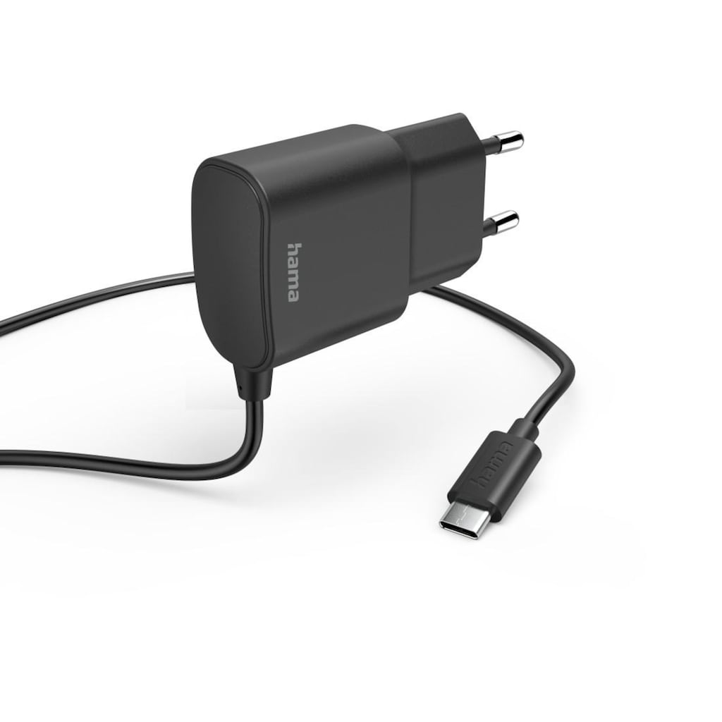 Hama Smartphone-Ladegerät »Ladegerät mit USB C Anschluss, 12 W, 1,0 m, Schwarz«