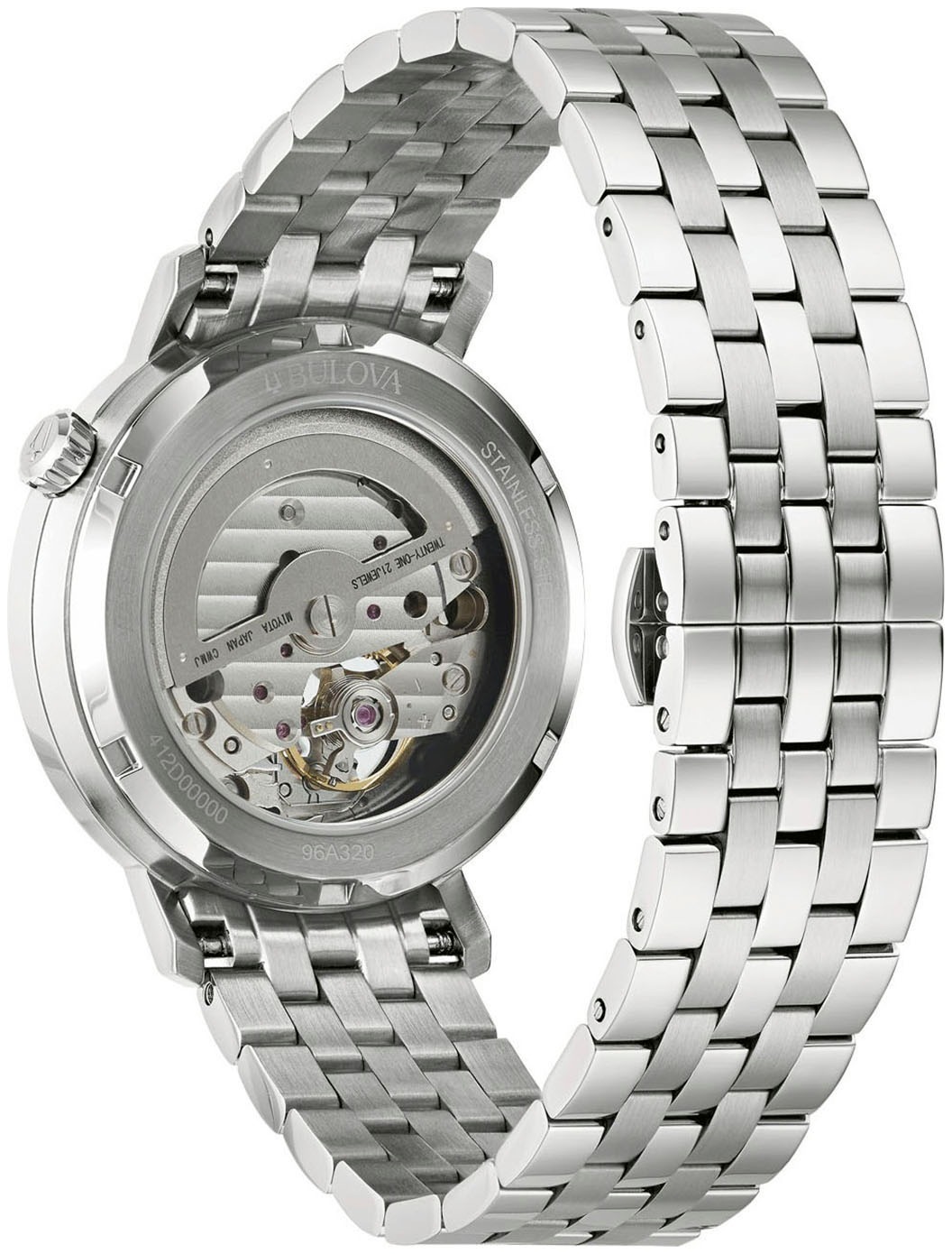 Bulova Automatikuhr, Armbanduhr, Herrenuhr, Mechanische Uhr, Edelstahlarmband, analog