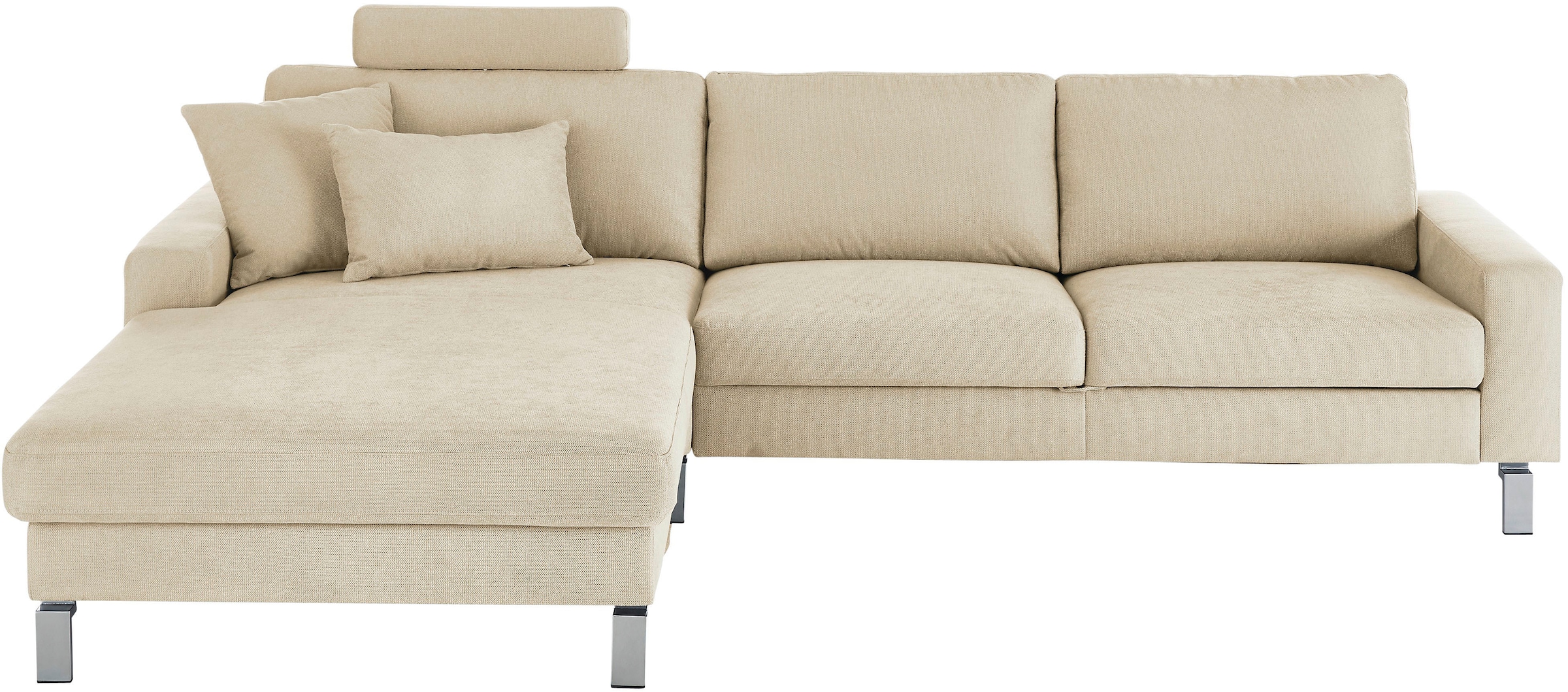 3C Candy Ecksofa »Lecce, wahlweise PUR-Schaumstoff oder Tonnentaschenfederkern«, Bett im 2,5-Sitzer, teilmotorische Schlaffunktion im Longchair, L-Form
