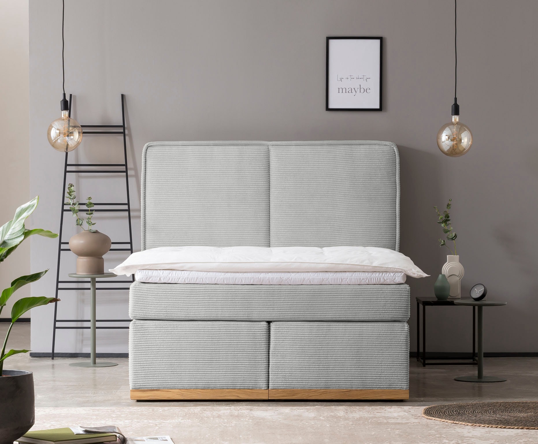 Home affaire Boxspringbett »SHERWOOD Cord Hotelbett, Polsterbett Premiumbett Boxbett«, (Bestseller Otto´s Choice Luxusbett in 4 Breiten), Hochwertiger Cord,weiche Velours-Struktur, mit premium Topper