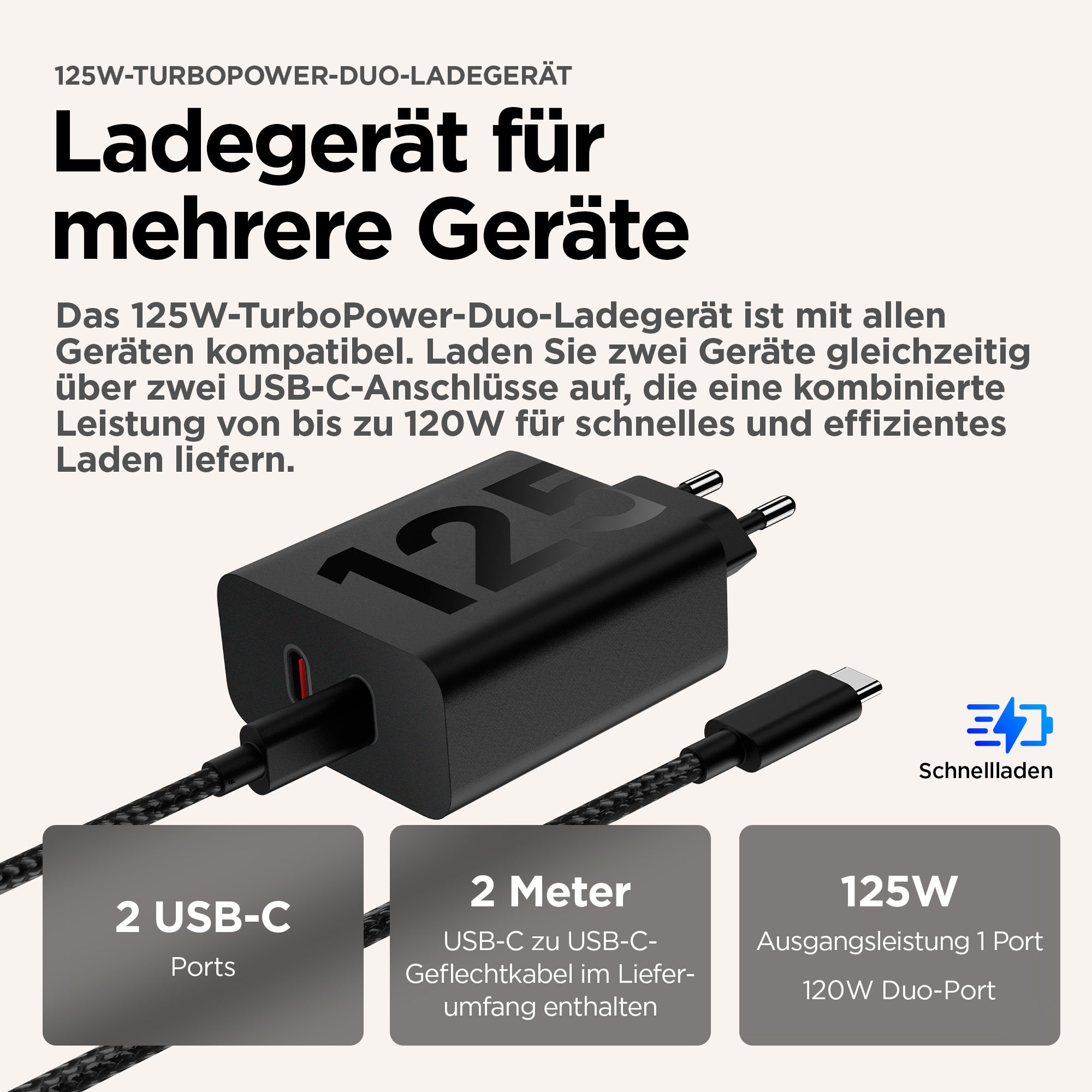 Motorola Smartphone-Ladegerät »125W-TURBOPOWER™ DUO«