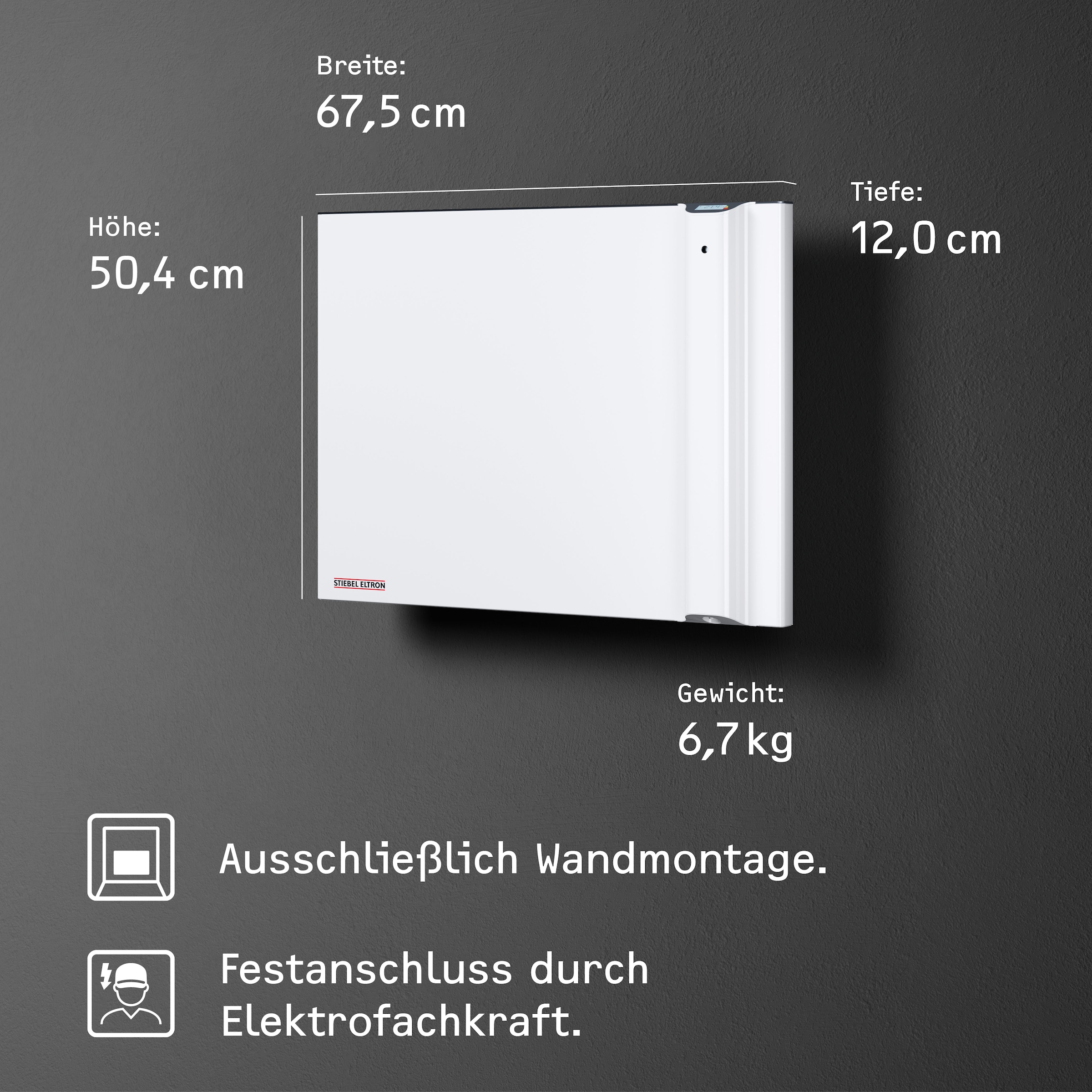 STIEBEL ELTRON Konvektor »»CND 75«, Duo Wandkonvektor, Elektroheizung energiesparend, 0,75 kW«, für ca. 9 m², LCD-Display, Wochentimer, ohne Stecker, Festanschluss