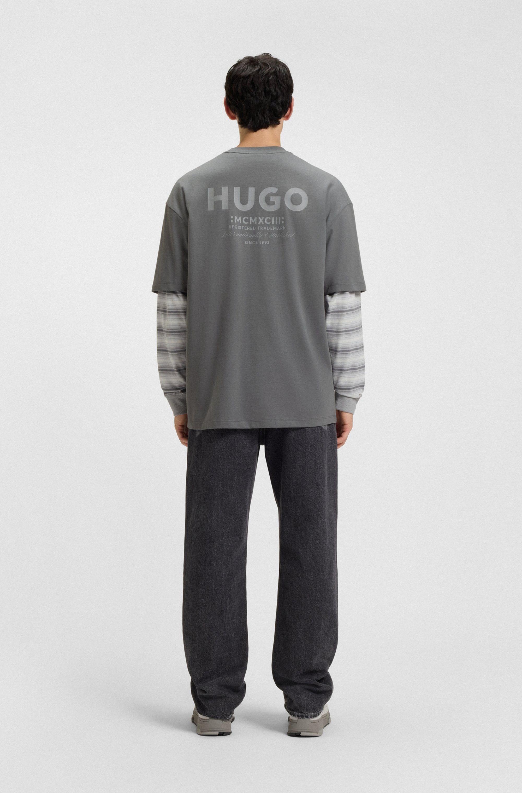 HUGO Blue T-Shirt »Nalono« mit Logodruck, Oversized Look mit Backprint