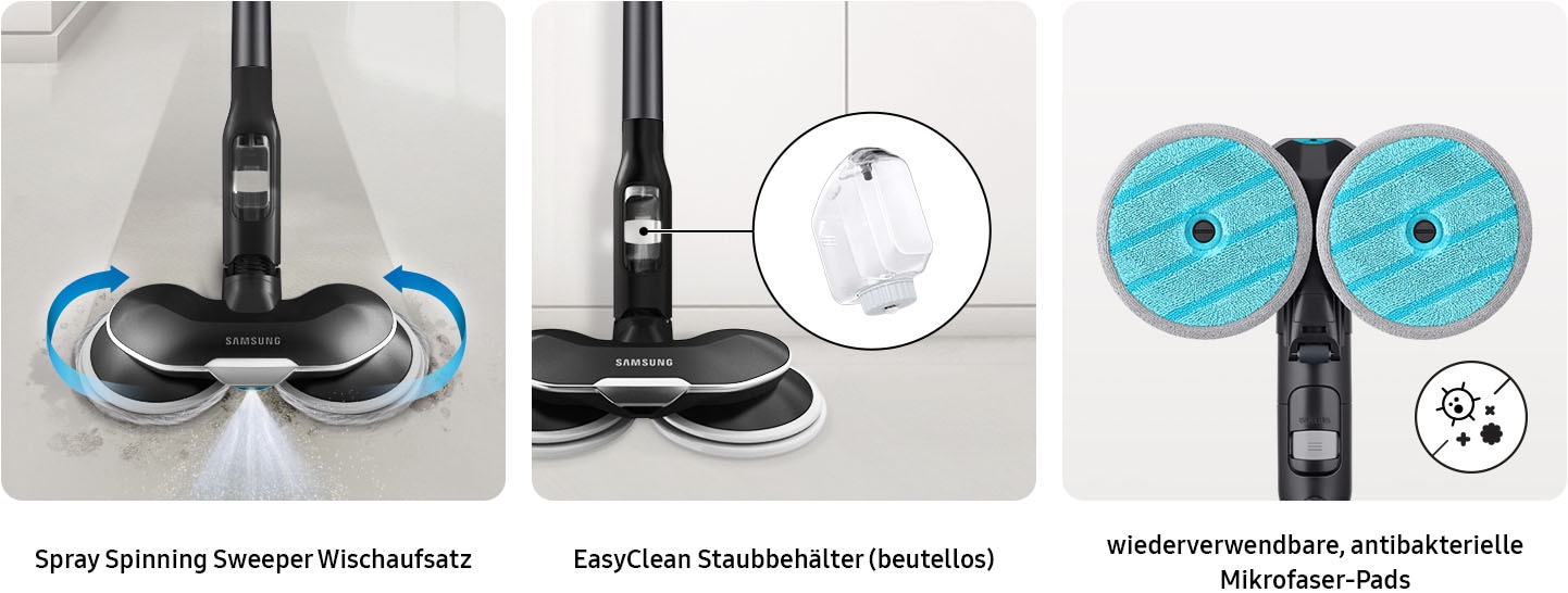 Samsung Akku-Handstaubsauger »VS20B95B73B/WD, BESPOKE Jet Plus Akku+ Wet & Clean,«, 580 W, beutellos, 2x Akkus