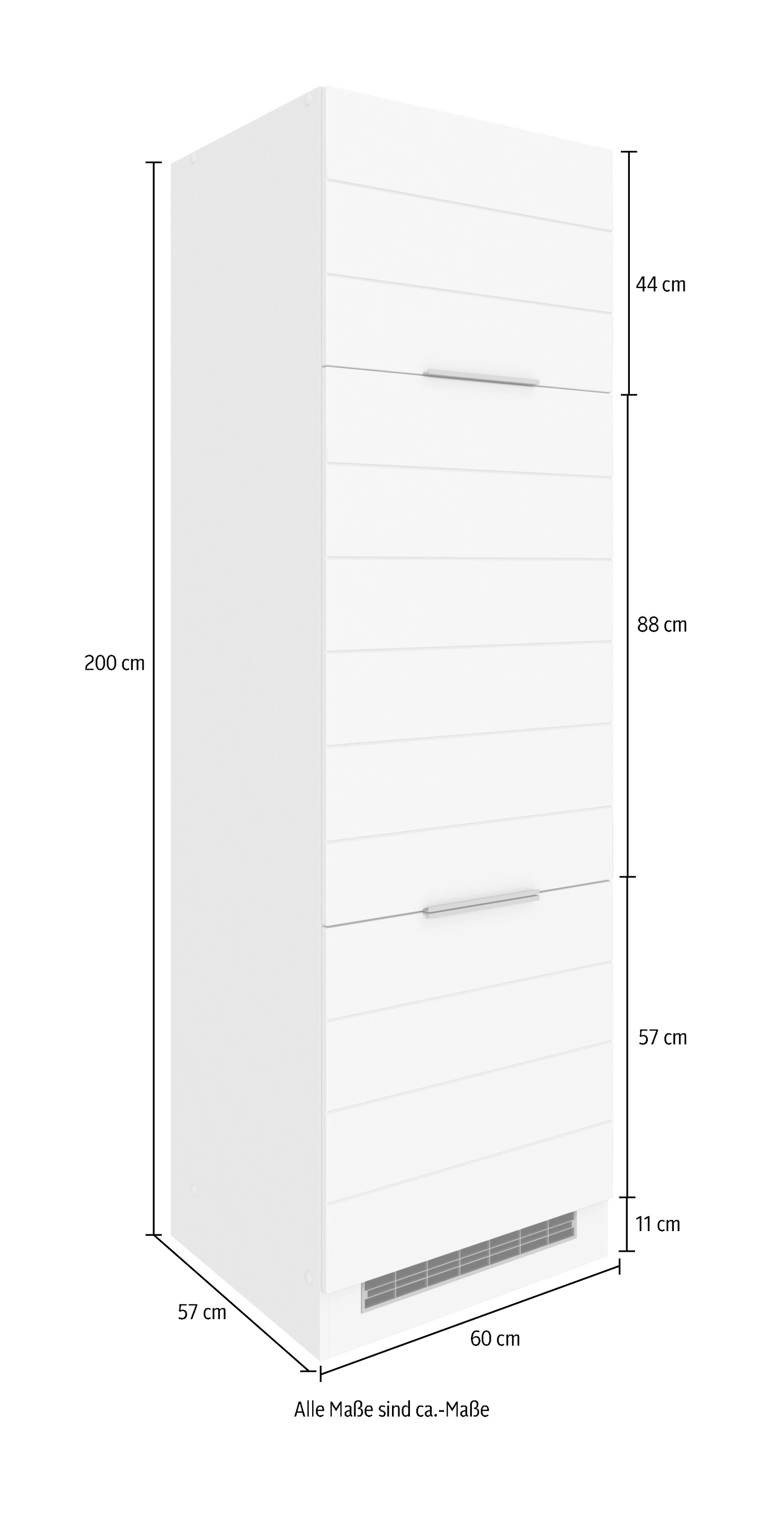 KOCHSTATION Kühlumbauschrank »KS-Luhe«, 60 cm breit, hochwertige MDF-Fronten mit waagerechter Lisene