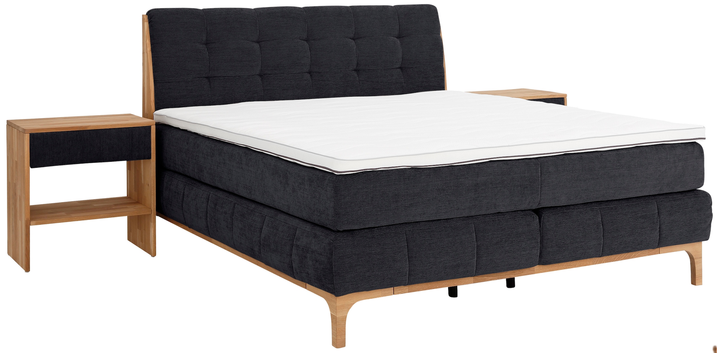 OTTO products Boxspringbett »Jelle«, (5 St.), zertifizierte, recycelte Bezugsstoffe, verschiedene Ausführungen