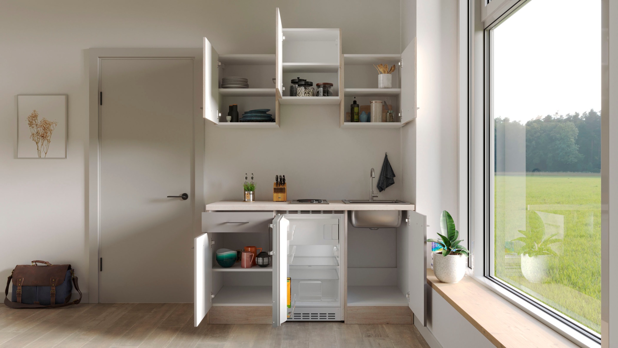 Flex-Well Küche »Riva«, Breite 150,5 Unterbau-Kühlschrank, Spüle mit und bequem cm, bestellen Kochfeld