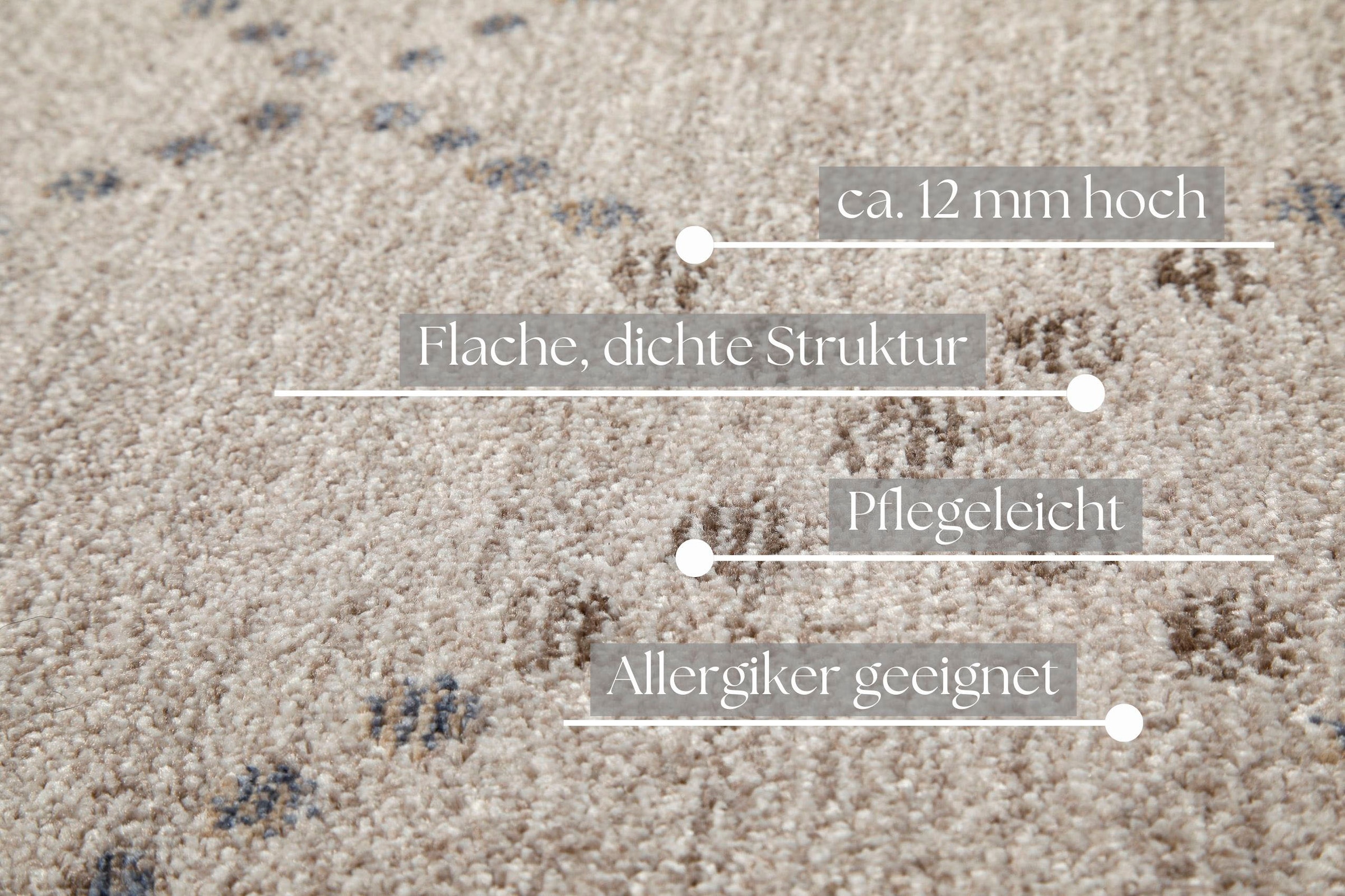 my home Teppich »Thoren«, rechteckig, 12 mm Höhe, weicher Kurzflor, Rautenmuster mit Fransen, Wohnzimmer, Schlafzimmer