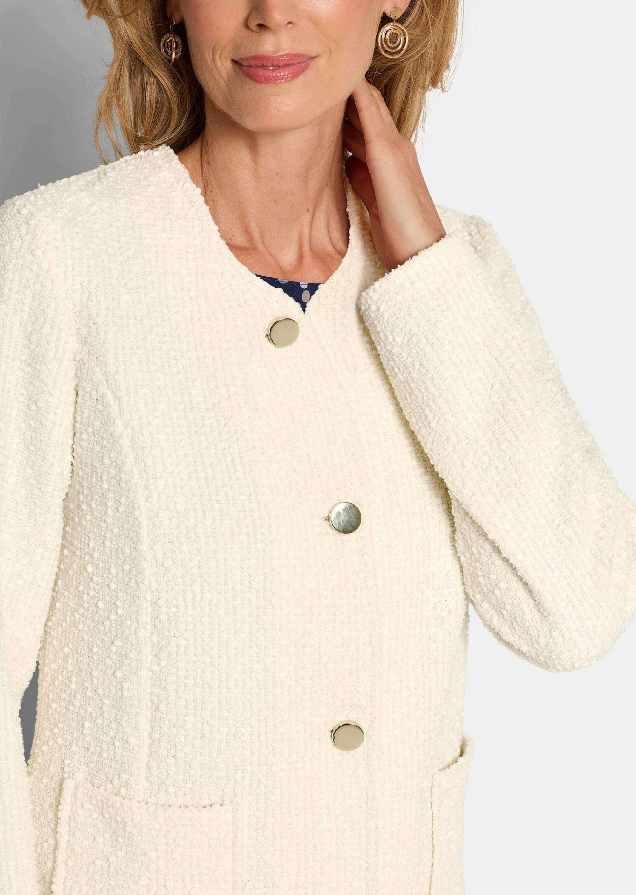 GOLDNER Jackenblazer »Kurzgröße Baumwollblazer mit Glanzdetails« Passformnähte