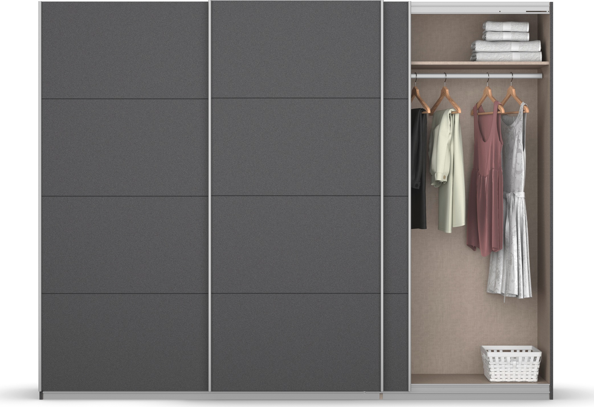 rauch Schwebetürenschrank »Kleiderschrank Schrank Garderobe KOLUNA mit Dekor-Front«, inkl. 2 Innenschubladen sowie extra Einlegeböden MADE IN GERMANY