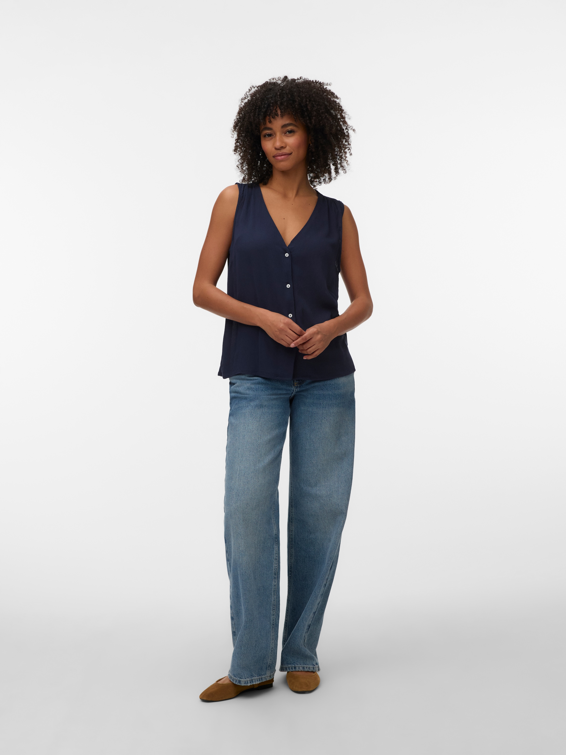 Vero Moda Shirttop »VMMENNY SL V-NECK TOP WVN GA« Viskose, regular fit