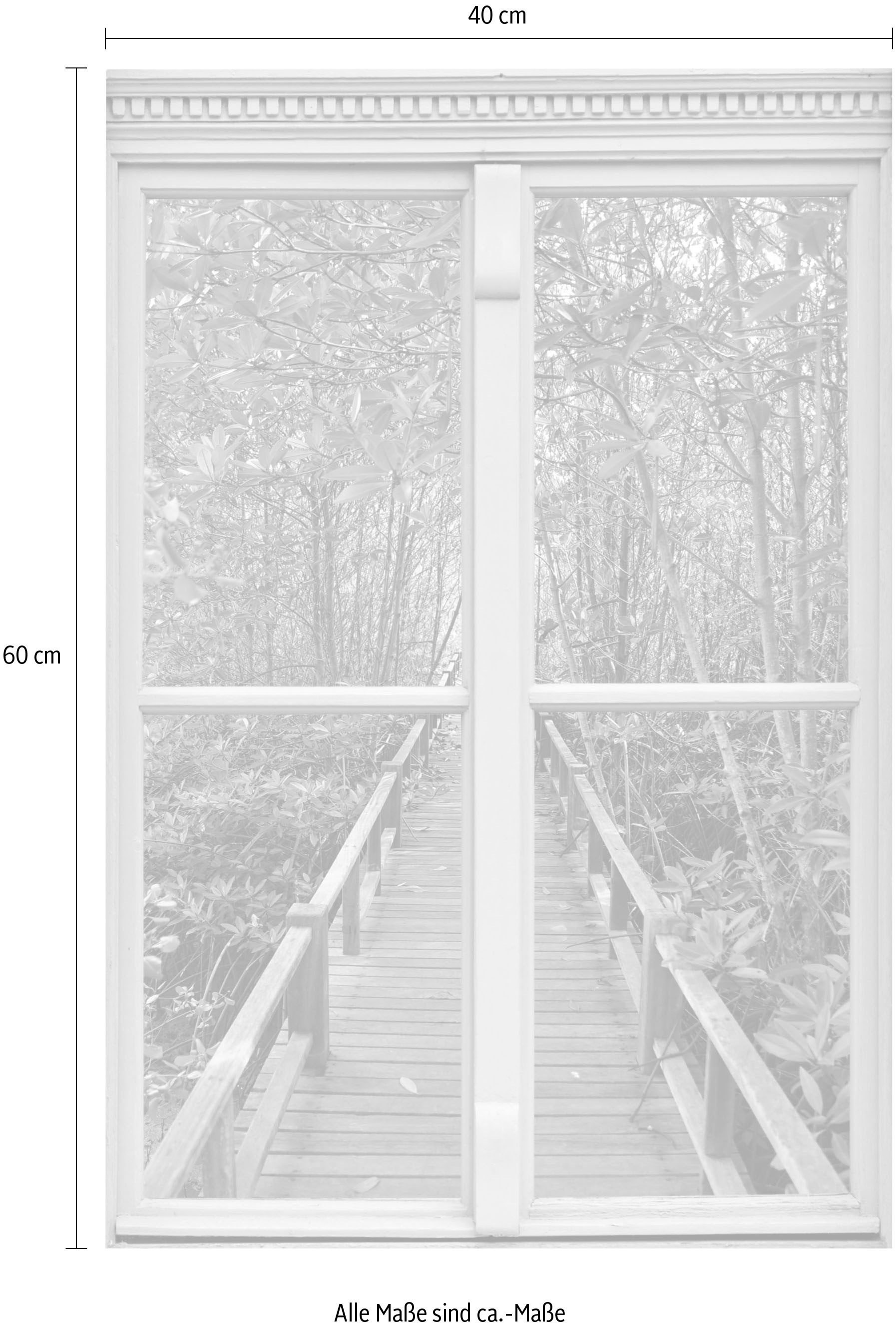 queence Wandsticker »Brücke im Wald«, Wandsticker, Wandbild, selbstklebend, 3D, Fenster