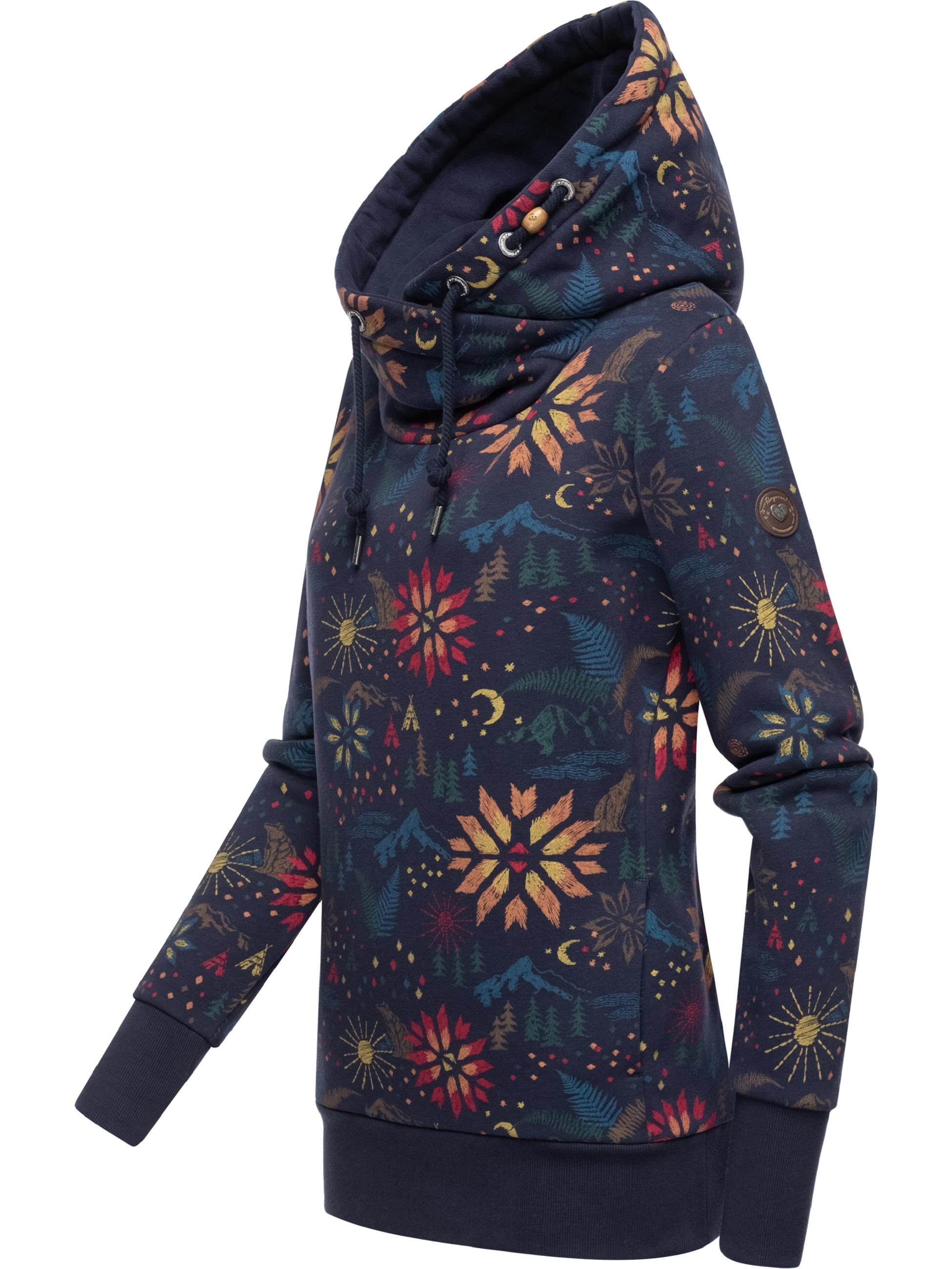 Ragwear Hoodie »Kapuzenpullover Gripy B Print«, Gemusterter Hoodie mit hohem Kragen