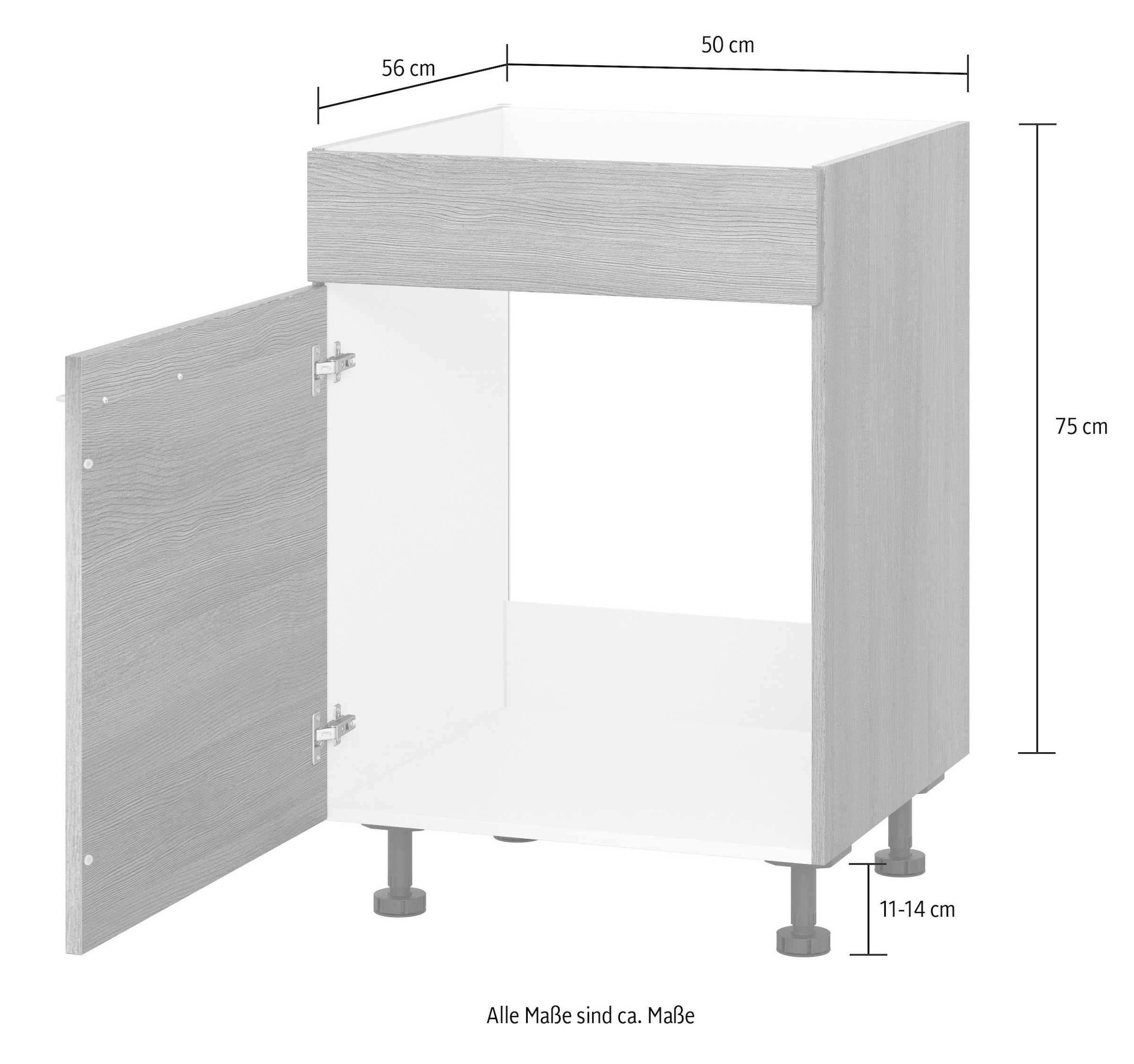 KOCHSTATION Spülenunterschrank »KS-Trea SPBL50«, Breite 50 cm, Höhe 75 cm