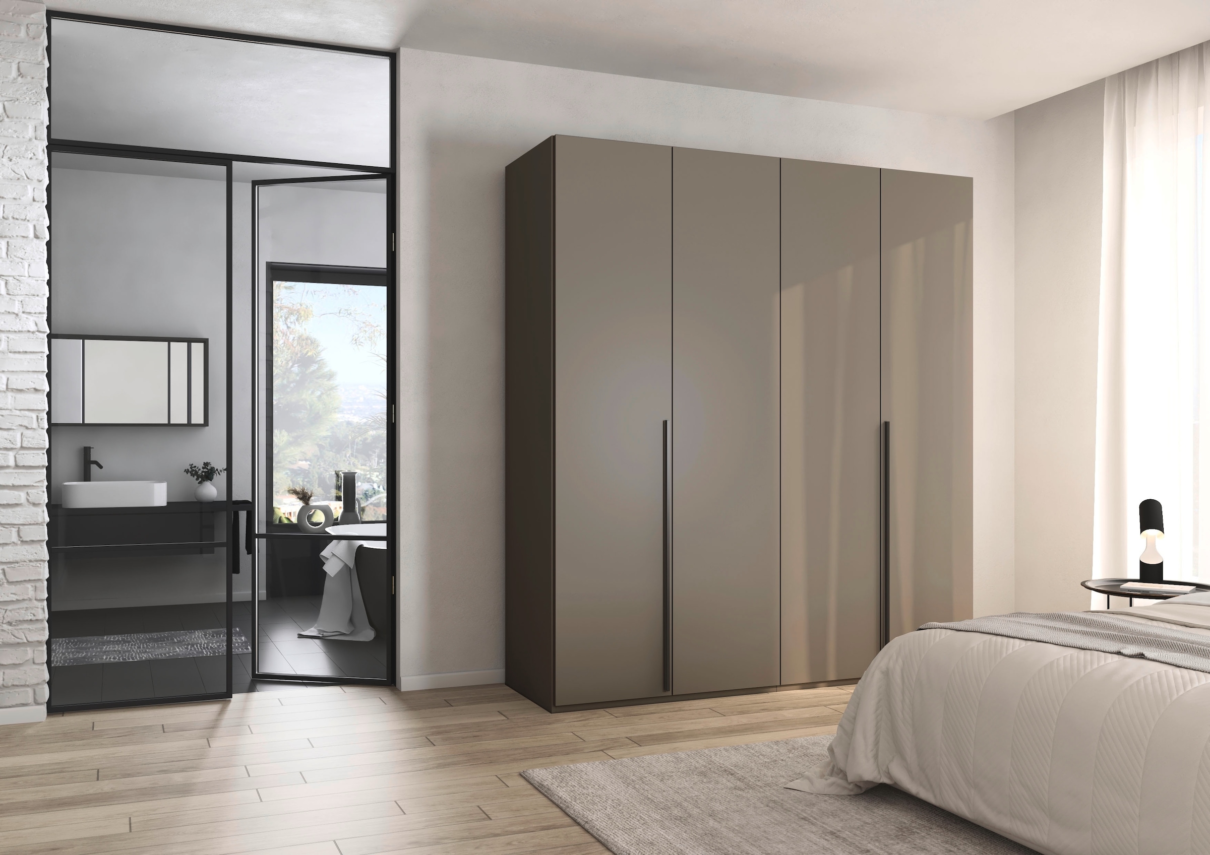 rauch Drehtürenschrank »Kleiderschrank Schrank Garderobe Wäscheschrank BESTSELLER MONTCLAR« 3 Ausstattungen BASIC/CLASSIC/PREMIUM (SOFT-CLOSE), Breiten 201-400 cm,  Front in Glas/Hochglanz/Dekor/Grauspiegel in 5 Breiten MADE IN GERMANY