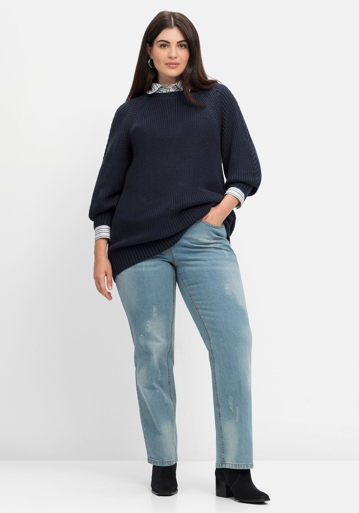 Sheego Gerade Jeans »Jeans mit Destroyed-Effekten, extralang«