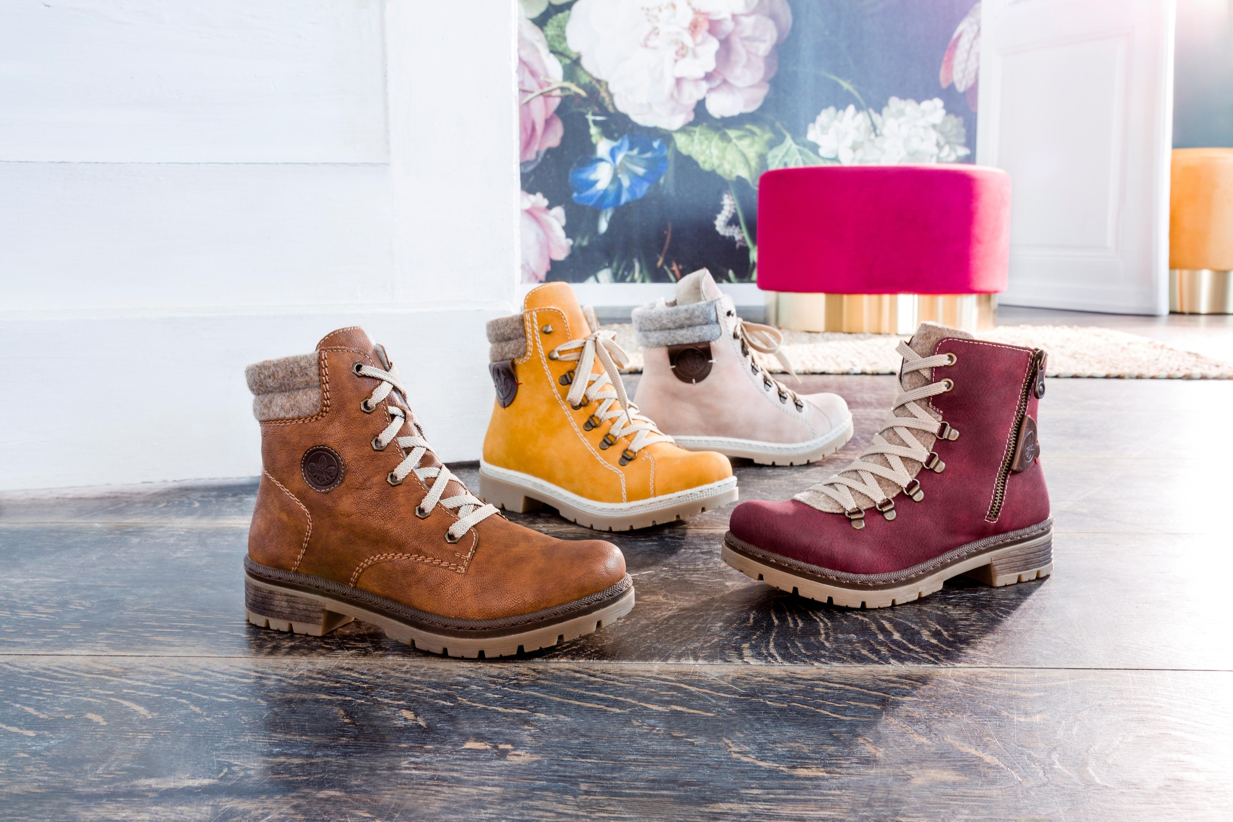 Rieker Winterboots, Winterstiefelette, Blockabsatz, in trendiger Used-Optik