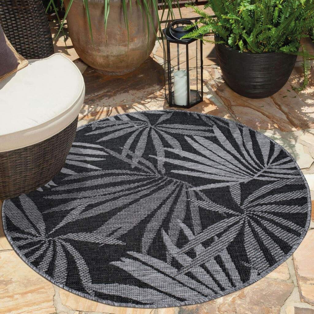 Carpet City Outdoorteppich »DUO RUG 5771«, rund, 5 mm Höhe, Wendeteppich Wetterfest In- & Outdoor, Balkon, Terrasse, Wohnzimmer