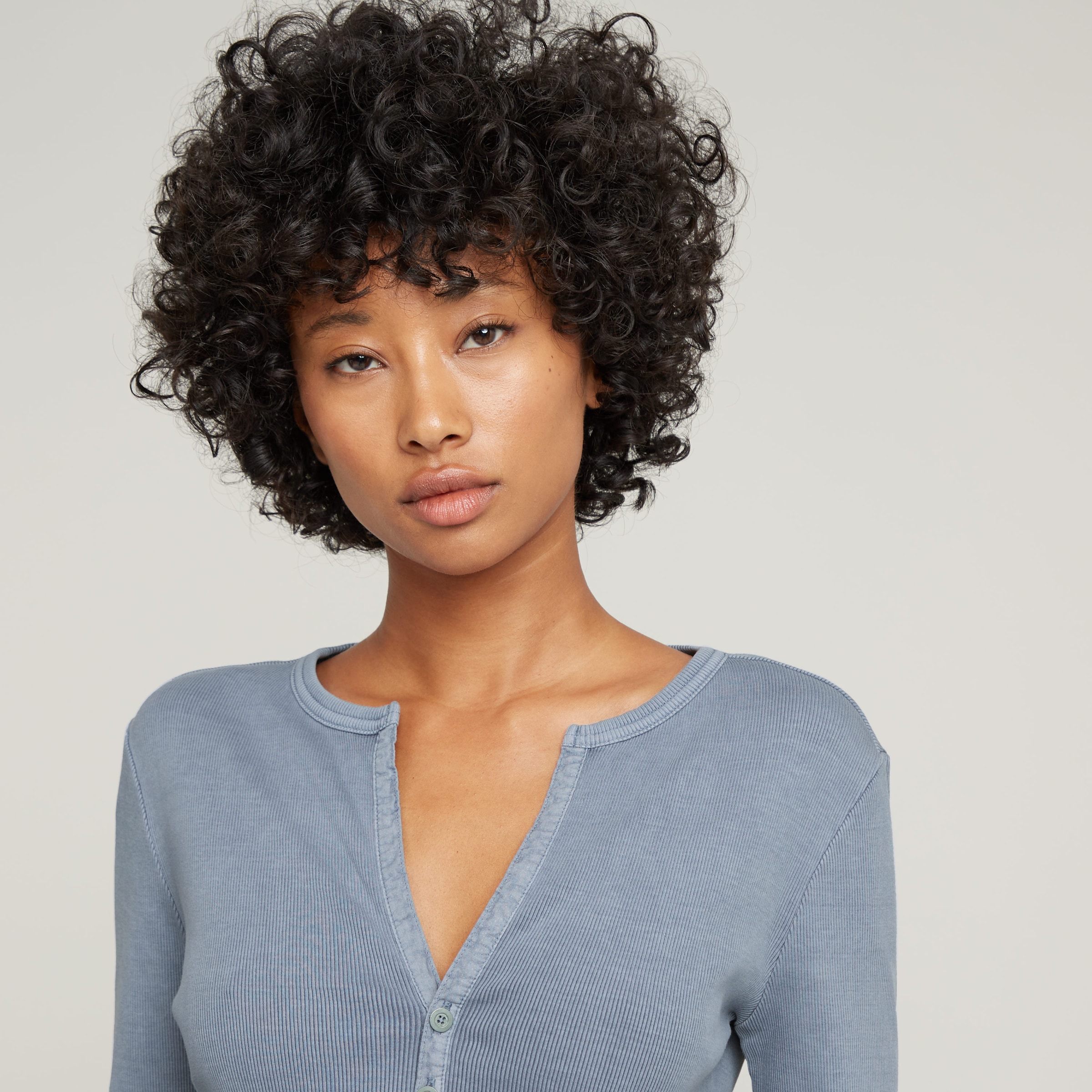G-STAR Langarmshirt »Deep v slim«, mit Knopfverschluss